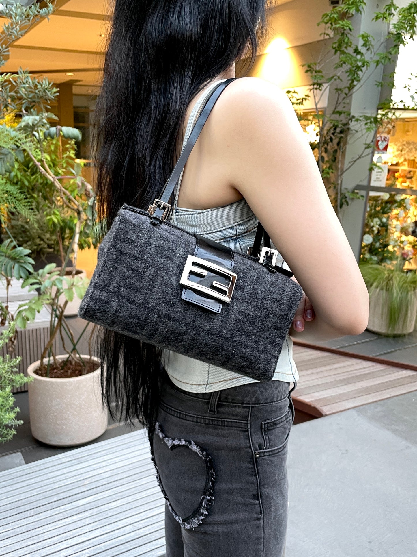 FENDI ZUCCA WOOL SHOULDER BAG