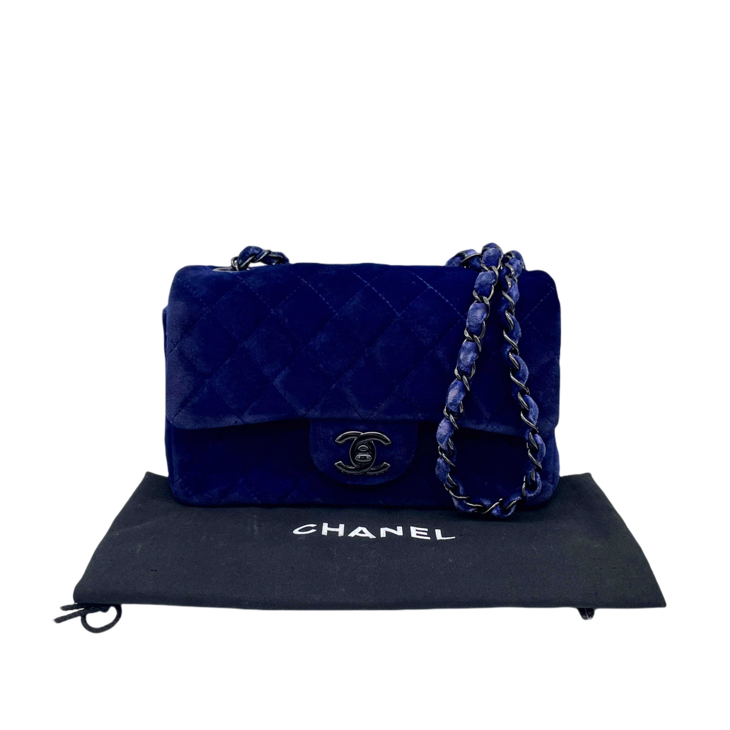 RARE☆☆☆CHANEL Matelasse Velour Coco Mark Turn Lock Chain Shoulder Single Flap Bag