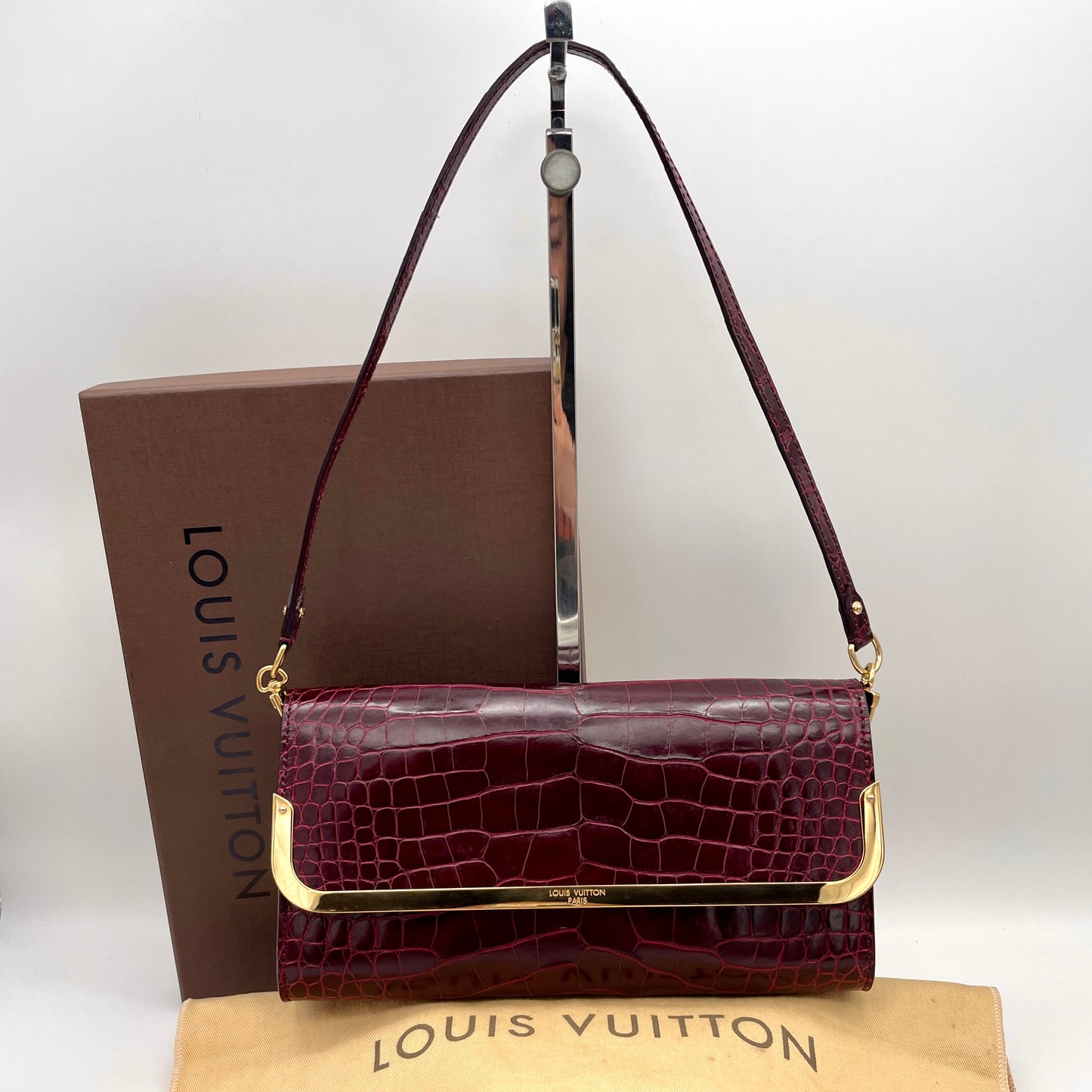 AUTH 二手 LOUIS VUITTON 鳄鱼皮单肩 2Way 包