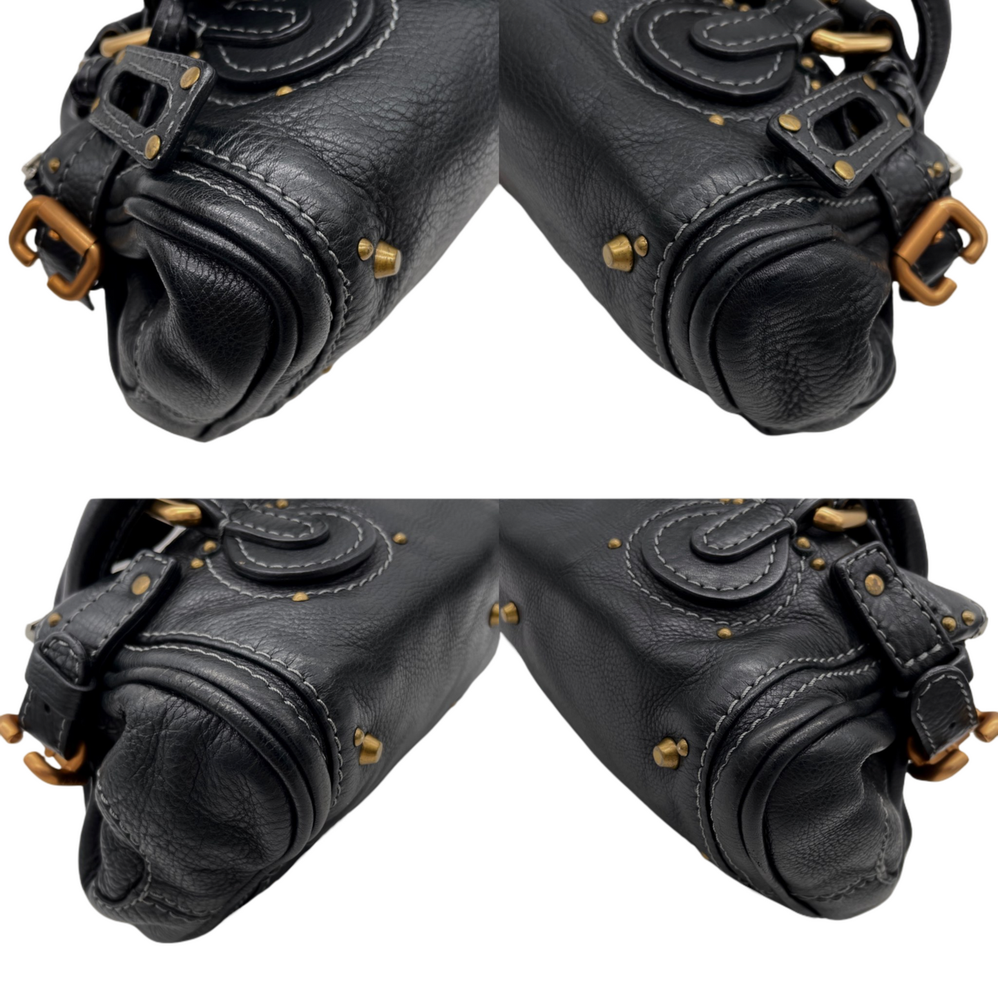 RARE☆☆☆☆Chloé Paddington Padlock Hand Bag Leather Black &amp; Gold