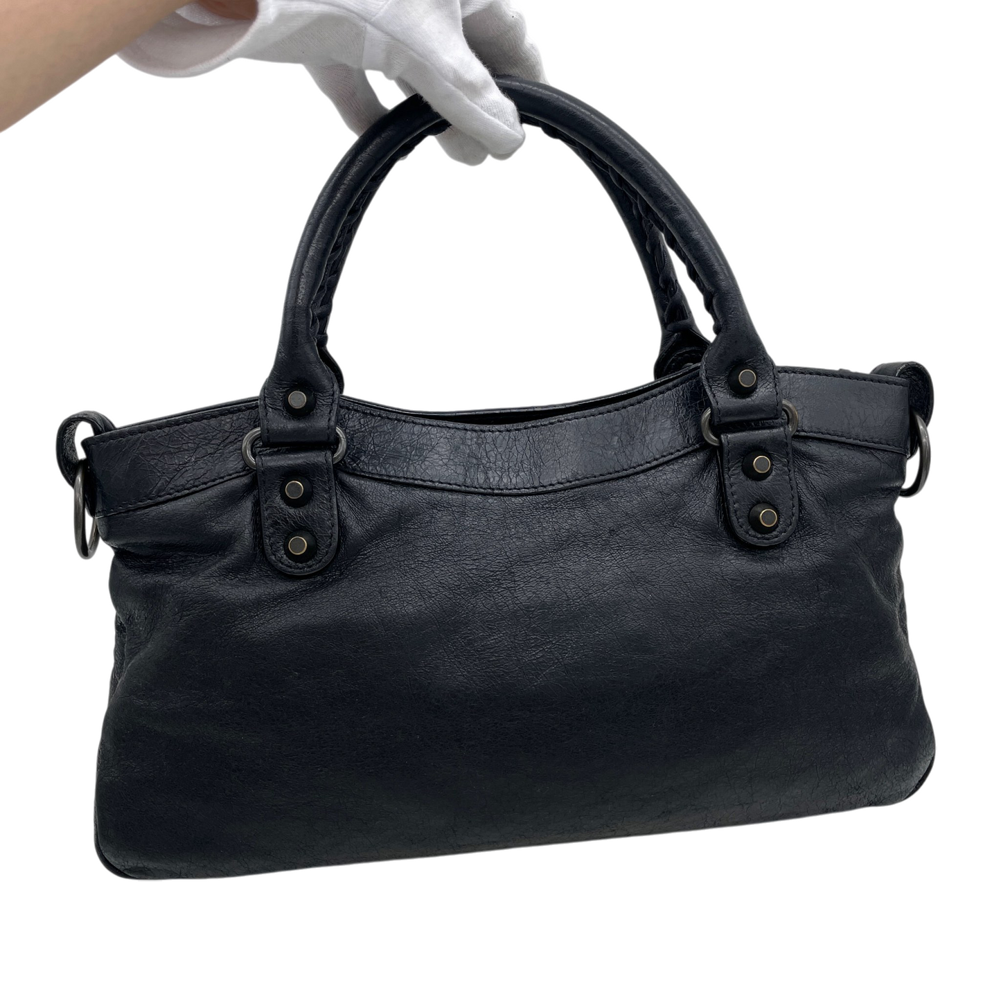 RARE★★★BALENCIAGA City Bag First Leather Top Handle Shoulder Bag Black