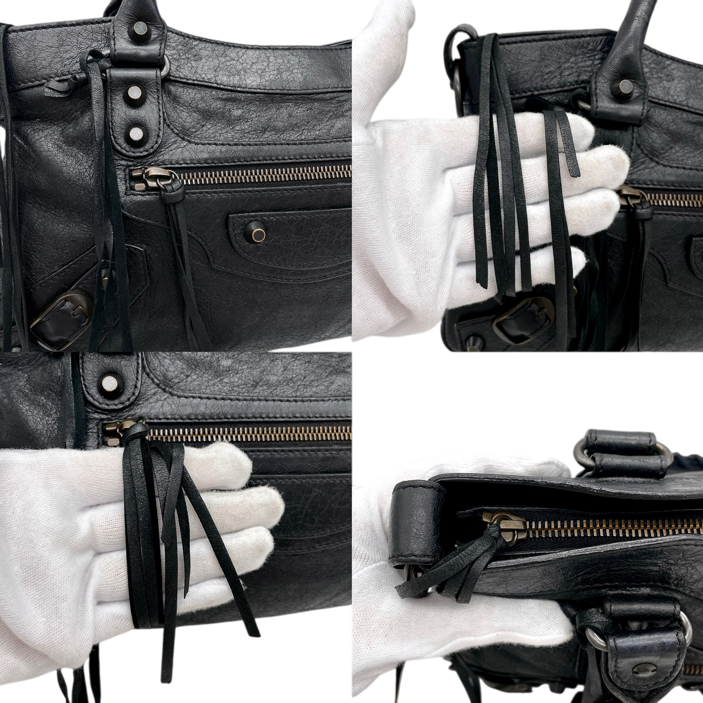 RARE★★★BALENCIAGA City Bag First Leather Top Handle Shoulder Bag Black