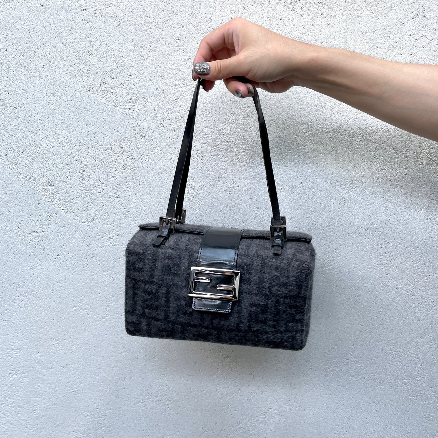 FENDI ZUCCA WOOL SHOULDER BAG