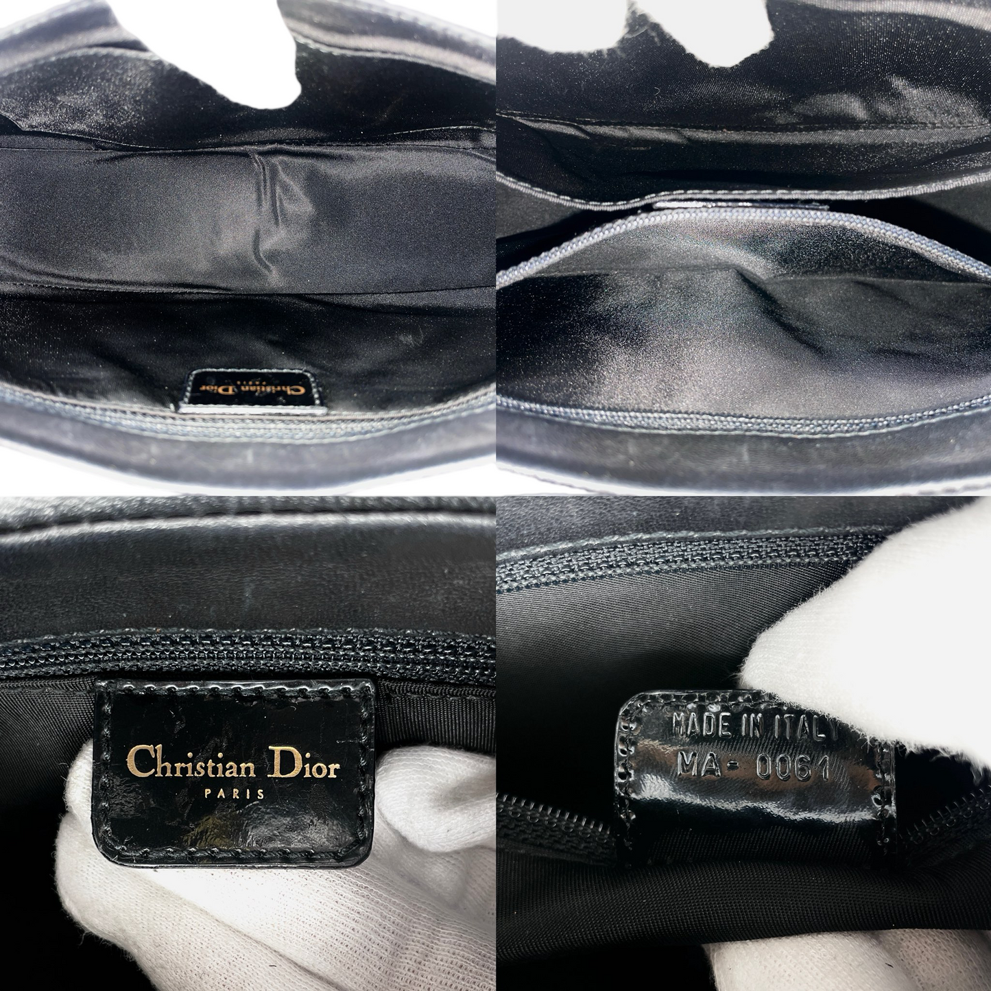RARE★★★CHRISTIAN DIOR 2001 Cannage Leather Chain Shoulder Flap Bag Small Black/Gold