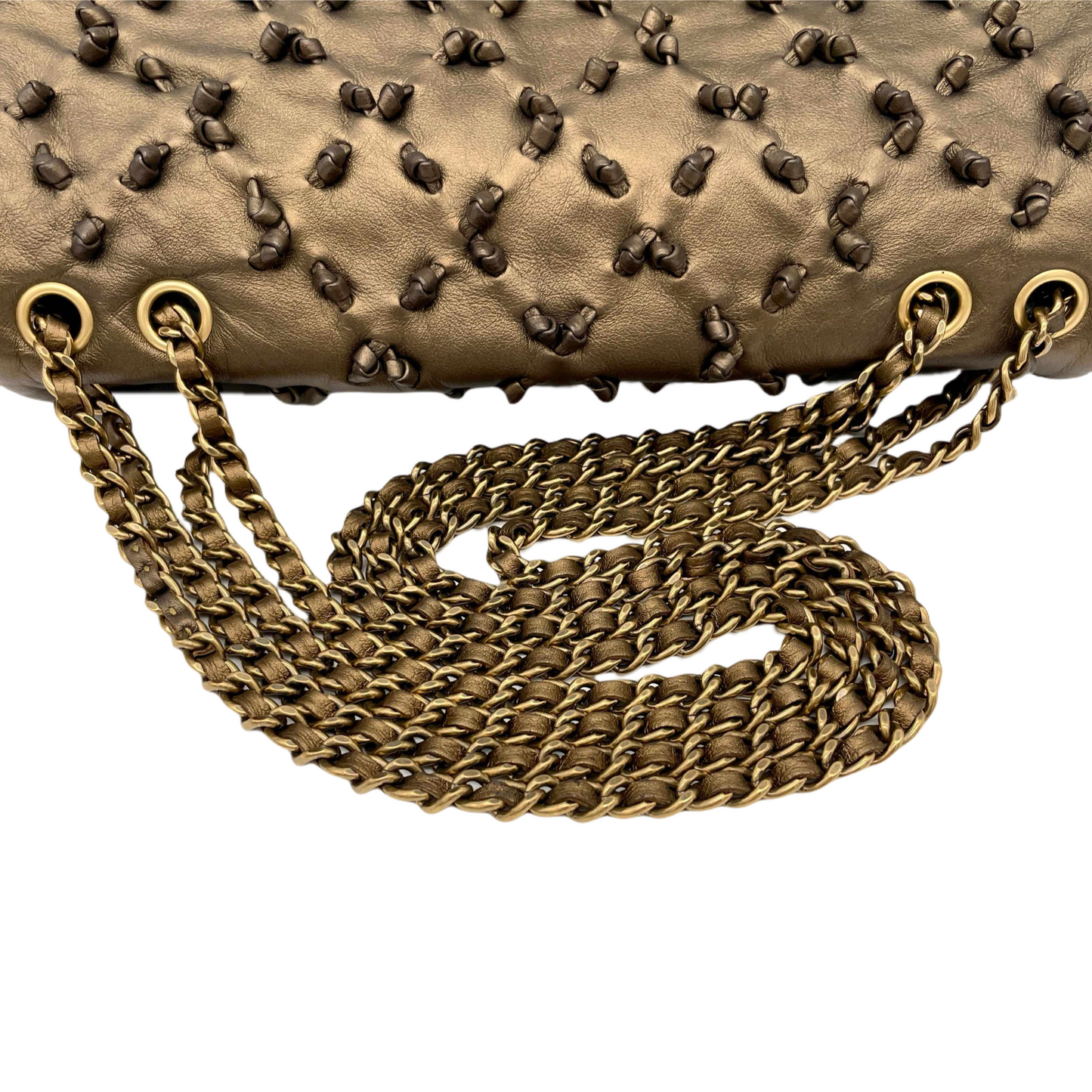 RARE☆☆☆CHANEL Wild Stitch Matelasse Coco Mark W Chain Flap Bag Gold