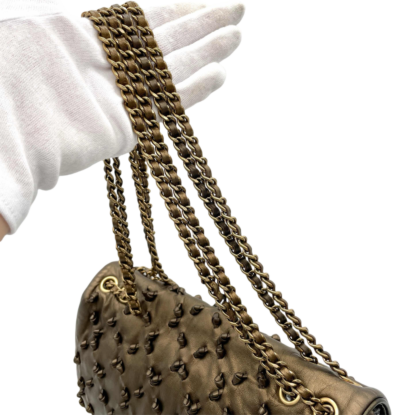 RARE☆☆☆CHANEL Wild Stitch Matelasse Coco Mark W Chain Flap Bag Gold