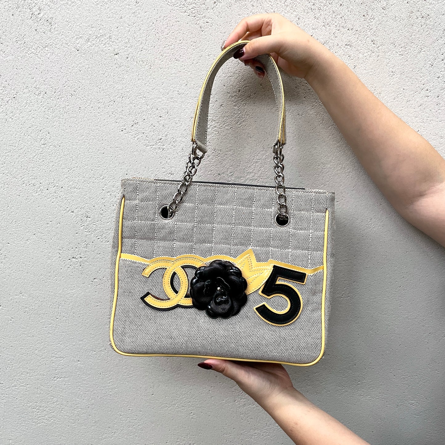 CHANEL Camellia Coco Mark No.5 Chain Tote Bag