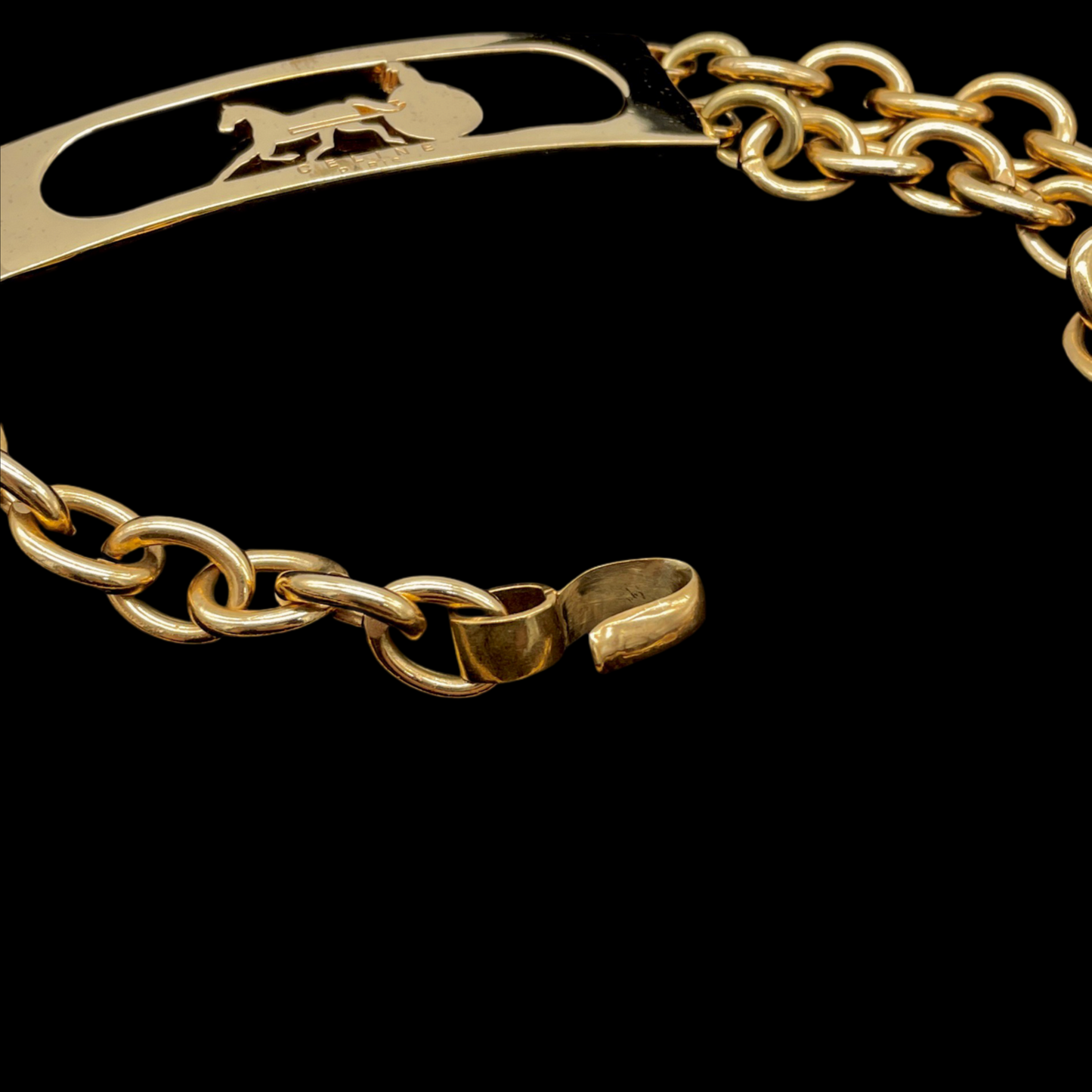 RARE☆☆☆☆CELINE Horse Carriage Double Chain Belt Gold