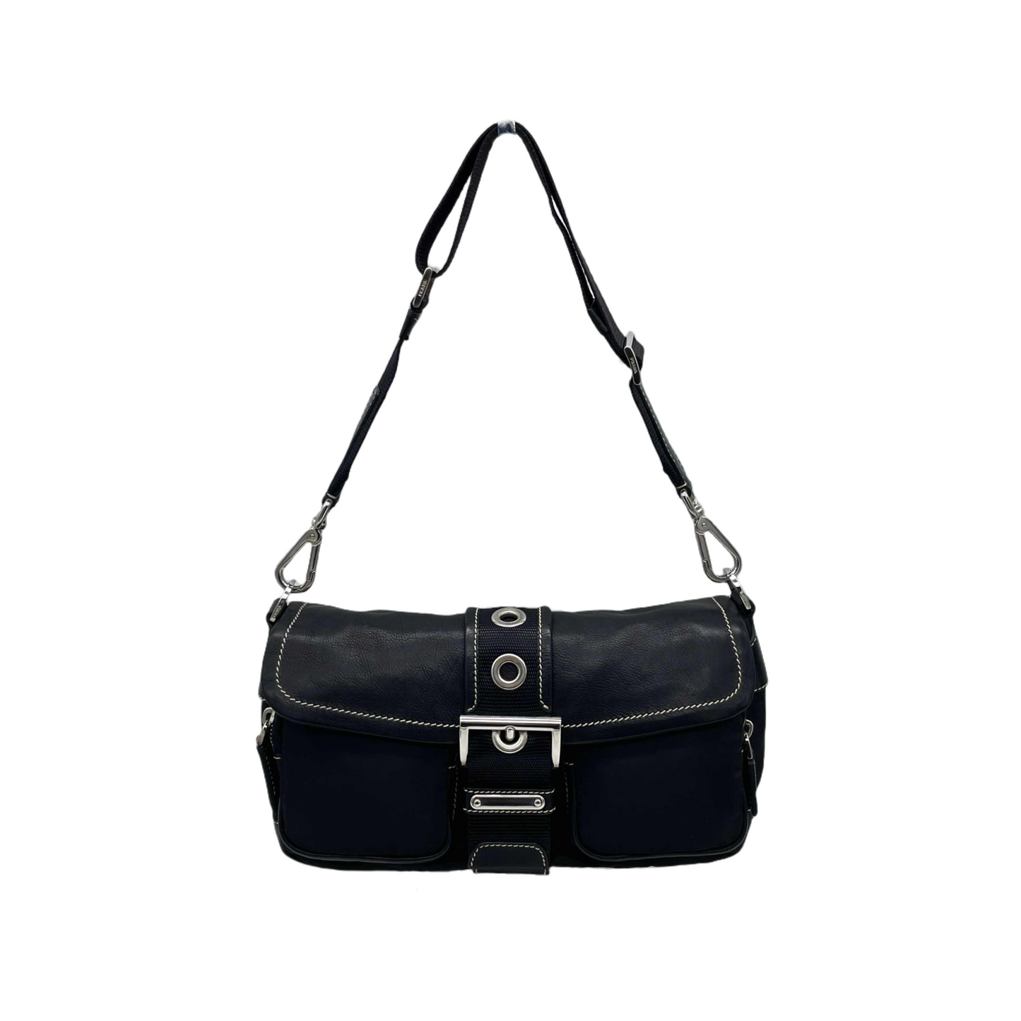 Prada Triangle Multi-Pocket Hobo Shoulder Bag