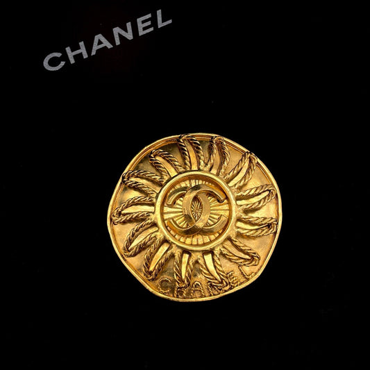 RARE☆☆CHANEL Coco Mark Sunny Jumbo Brooch GP 94A