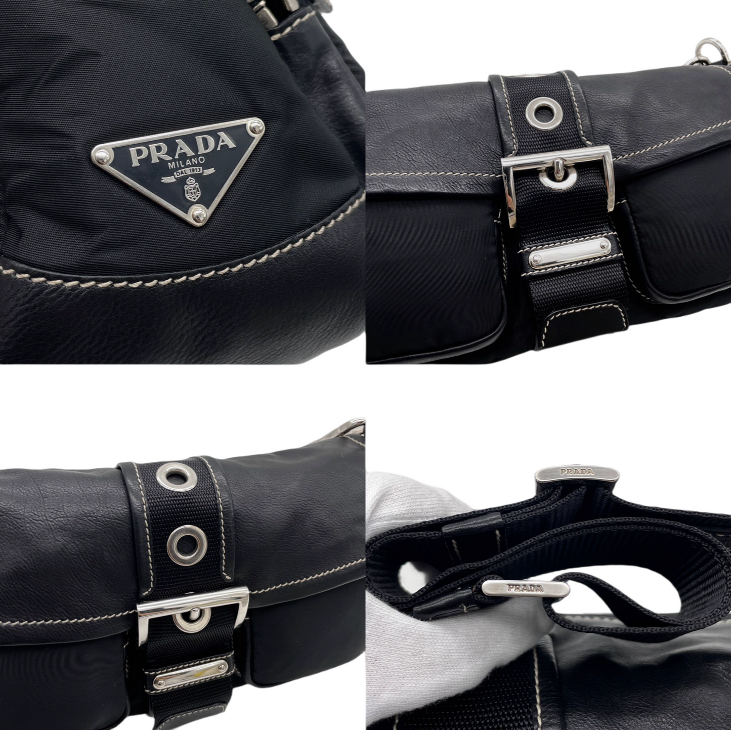 Prada Triangle Multi-Pocket Hobo Shoulder Bag