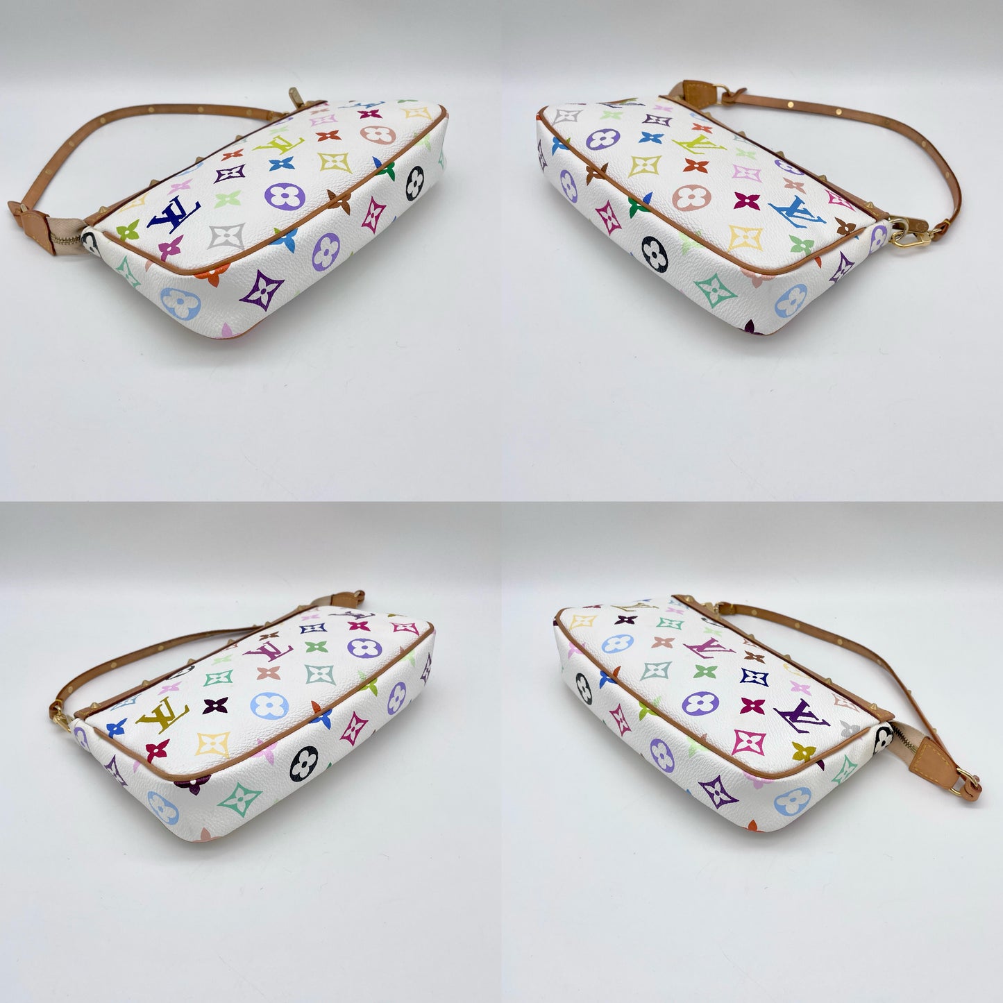 RARE☆☆LOUIS VUITTON Monogram Multicolor White Pochette Accessory Wallet M92649 PVC Leather