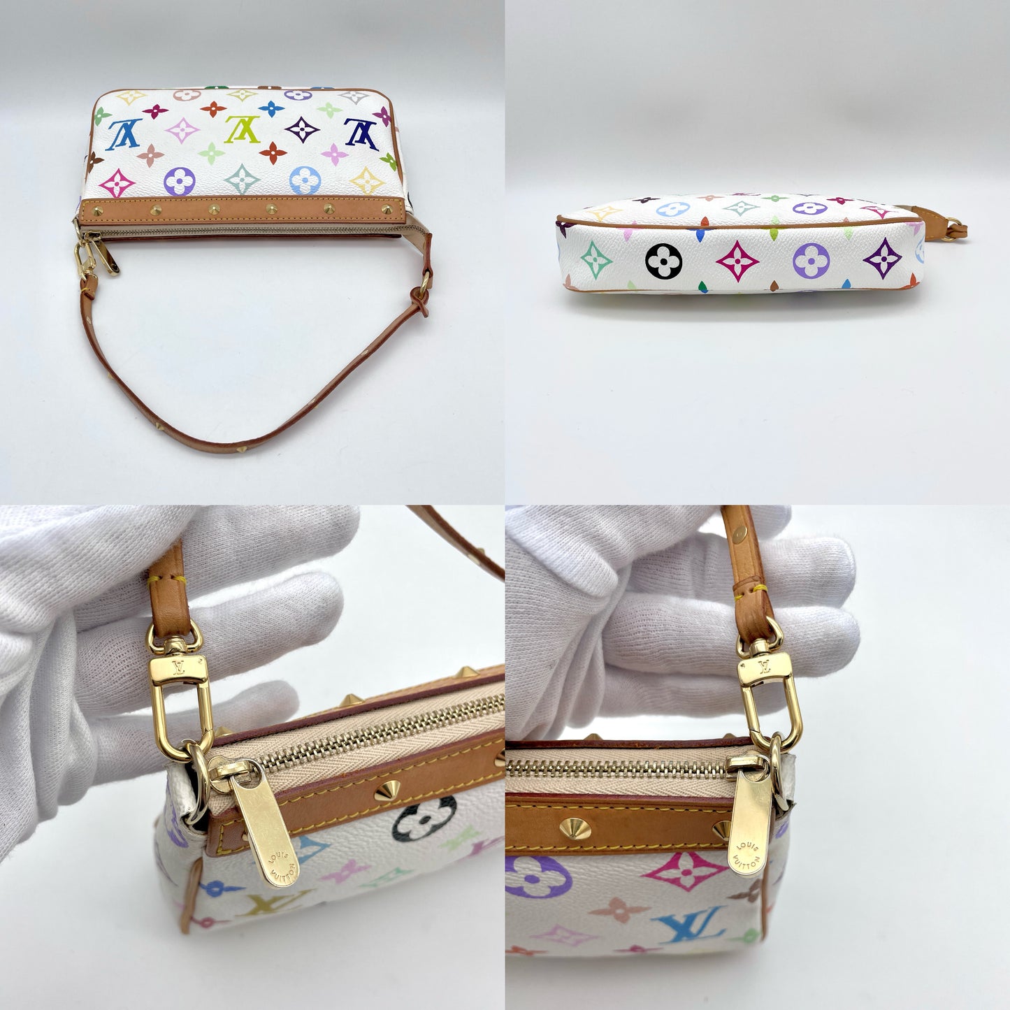 RARE☆☆LOUIS VUITTON ﾓﾉｸﾞﾗﾑﾏﾙﾁｶﾗｰﾎﾜｲﾄ ﾎﾟｼｪｯﾄ･ｱｸｾｿﾜｰﾙ M92649 PVC ﾚｻﾞｰ