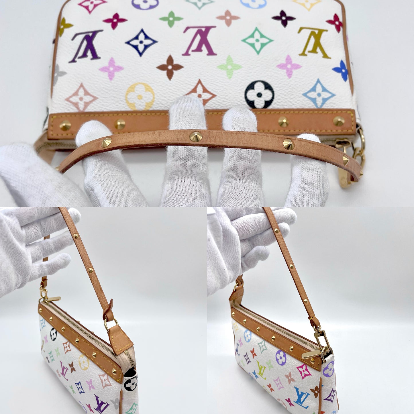 RARE☆☆LOUIS VUITTON ﾓﾉｸﾞﾗﾑﾏﾙﾁｶﾗｰﾎﾜｲﾄ ﾎﾟｼｪｯﾄ･ｱｸｾｿﾜｰﾙ M92649 PVC ﾚｻﾞｰ