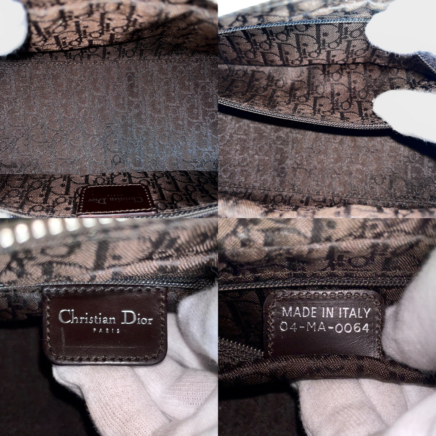 RARE☆☆☆☆CHRISTIAN DIOR Preloved Lady D-JOY Cannage Leather Hand Bag Limited Edition Color Gray & Silver