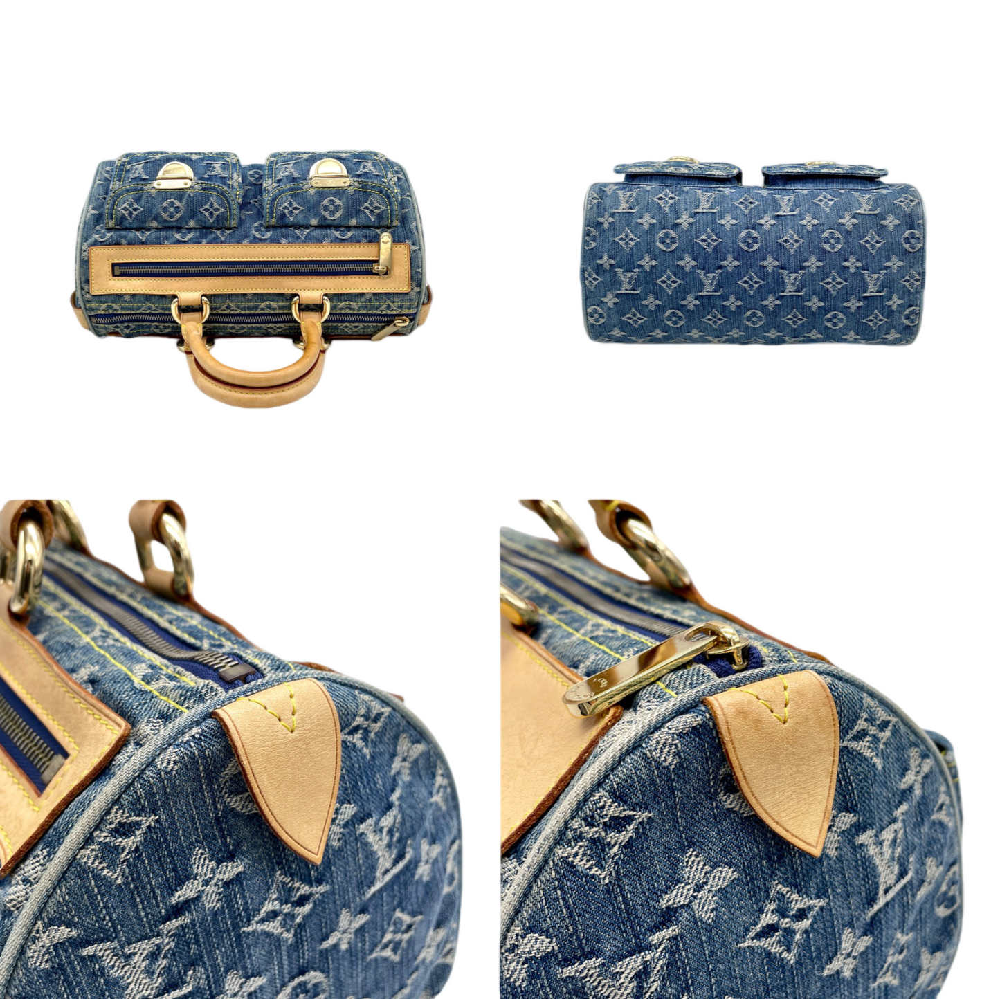 RARE☆☆☆☆LOUIS VUITTON Monogram Denim Neo Speedy M95019 Hand Bag Blue &amp; Brown