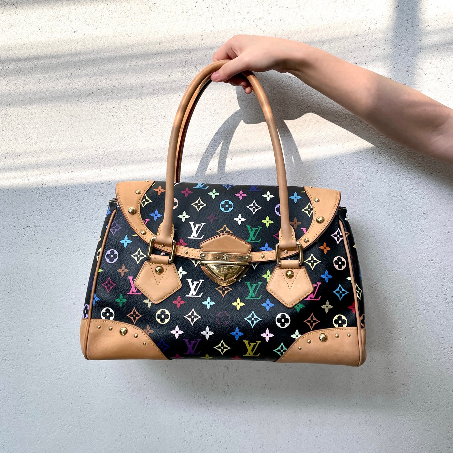 RARE☆☆☆☆☆LOUIS VUITTON Monogram Multicolor Black Beverly GM Noir M40202 Hand Bag