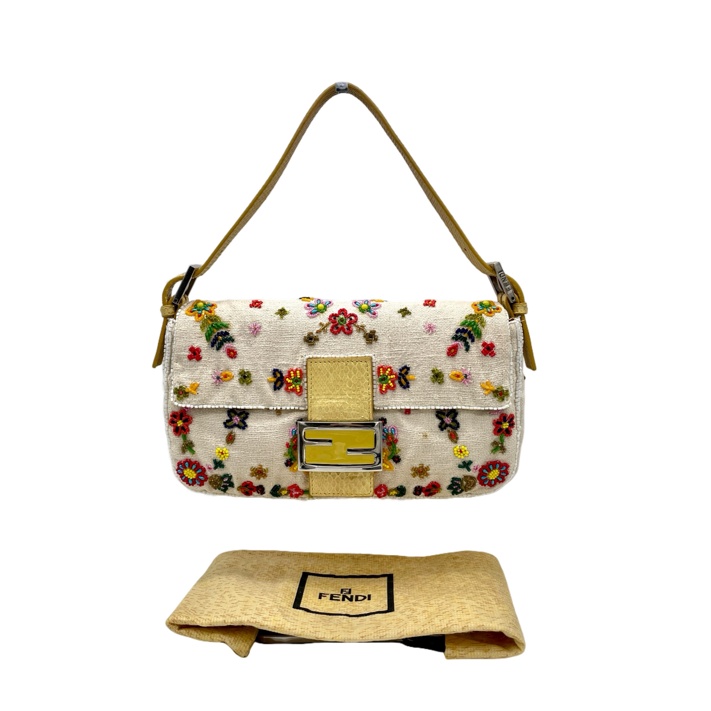 RARE☆☆☆☆FENDI Beads Embroidery Mamma Baguette PM Shoulder Bag/15th Anniversary Limited