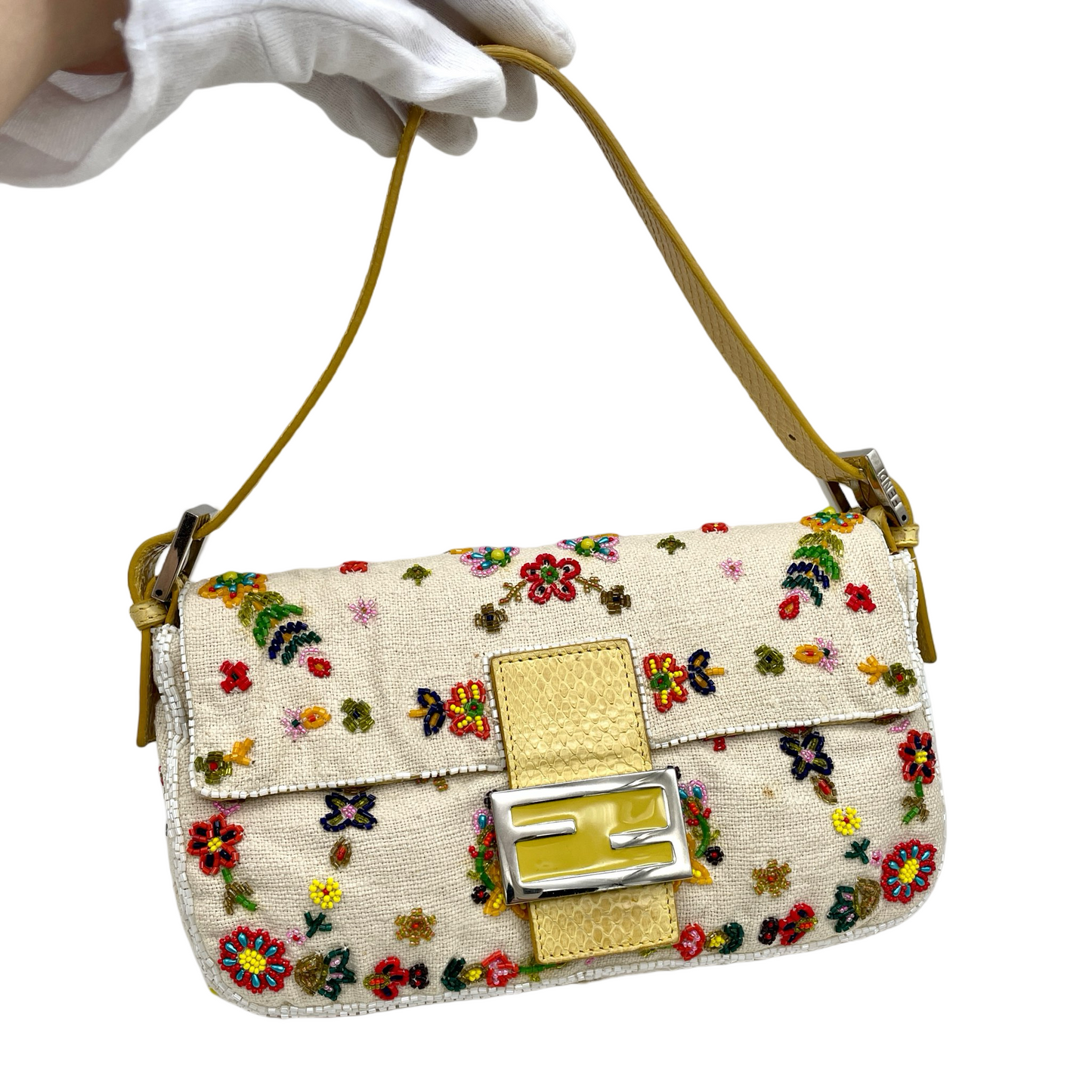 RARE☆☆☆☆FENDI Beads Embroidery Mamma Baguette PM Shoulder Bag/15th Anniversary Limited