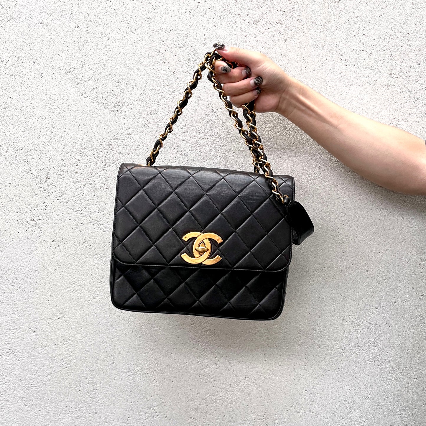 RARE☆☆☆CHANEL Jumbo Coco Mark Turnlock Chain Shoulder Flap Bag