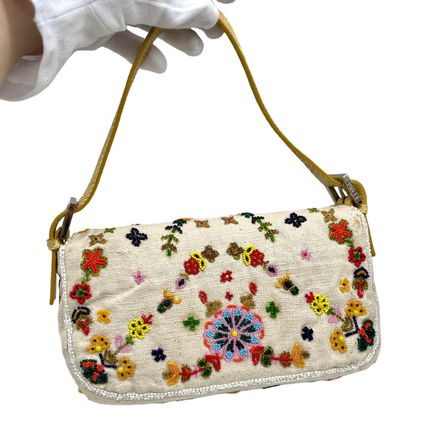 RARE☆☆☆☆FENDI Beads Embroidery Mamma Baguette PM Shoulder Bag/15th Anniversary Limited