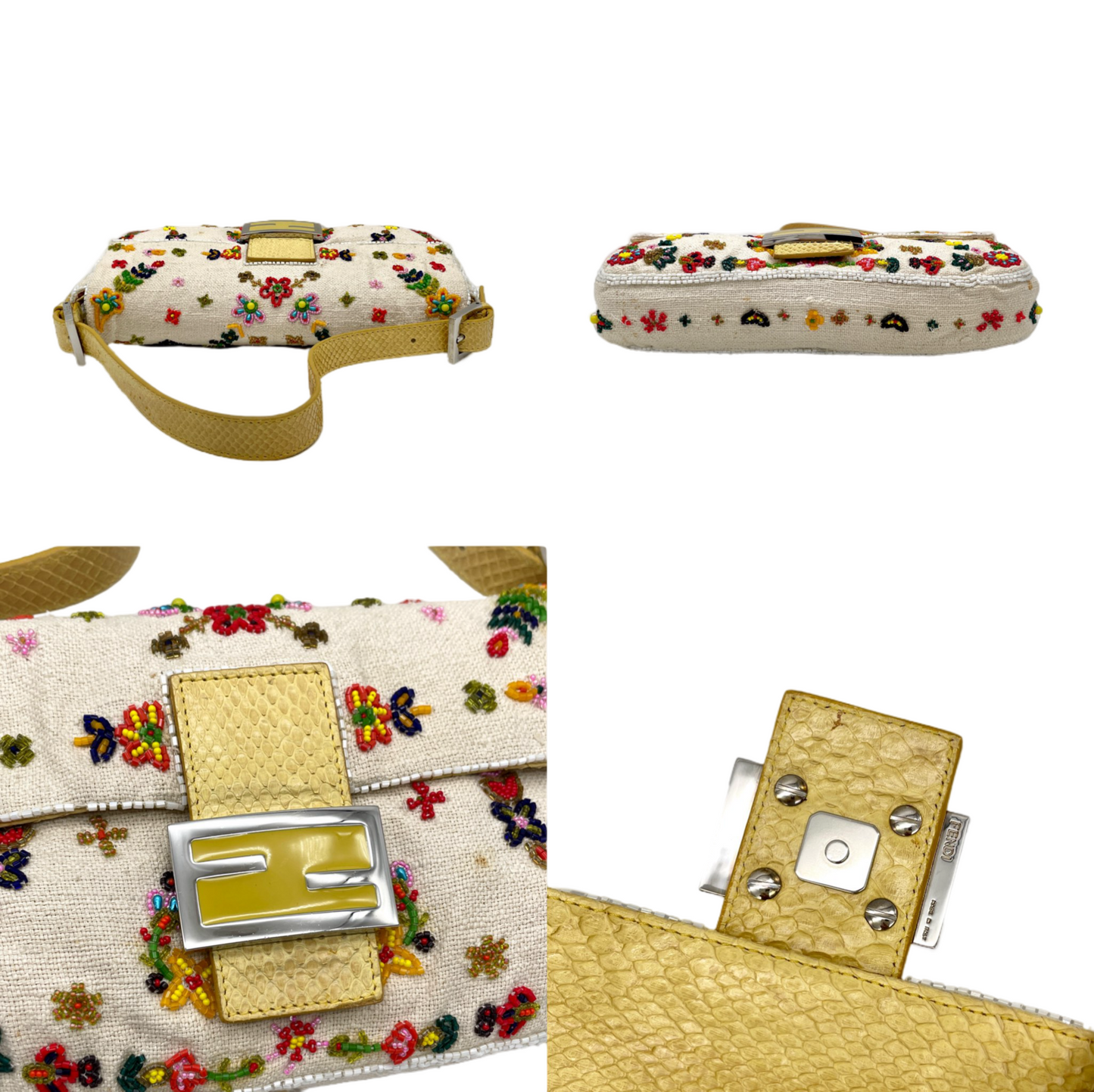 RARE☆☆☆☆FENDI Beads Embroidery Mamma Baguette PM Shoulder Bag/15th Anniversary Limited