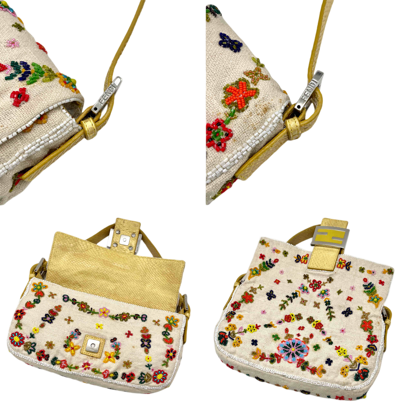 RARE☆☆☆☆FENDI Beads Embroidery Mamma Baguette PM Shoulder Bag/15th Anniversary Limited