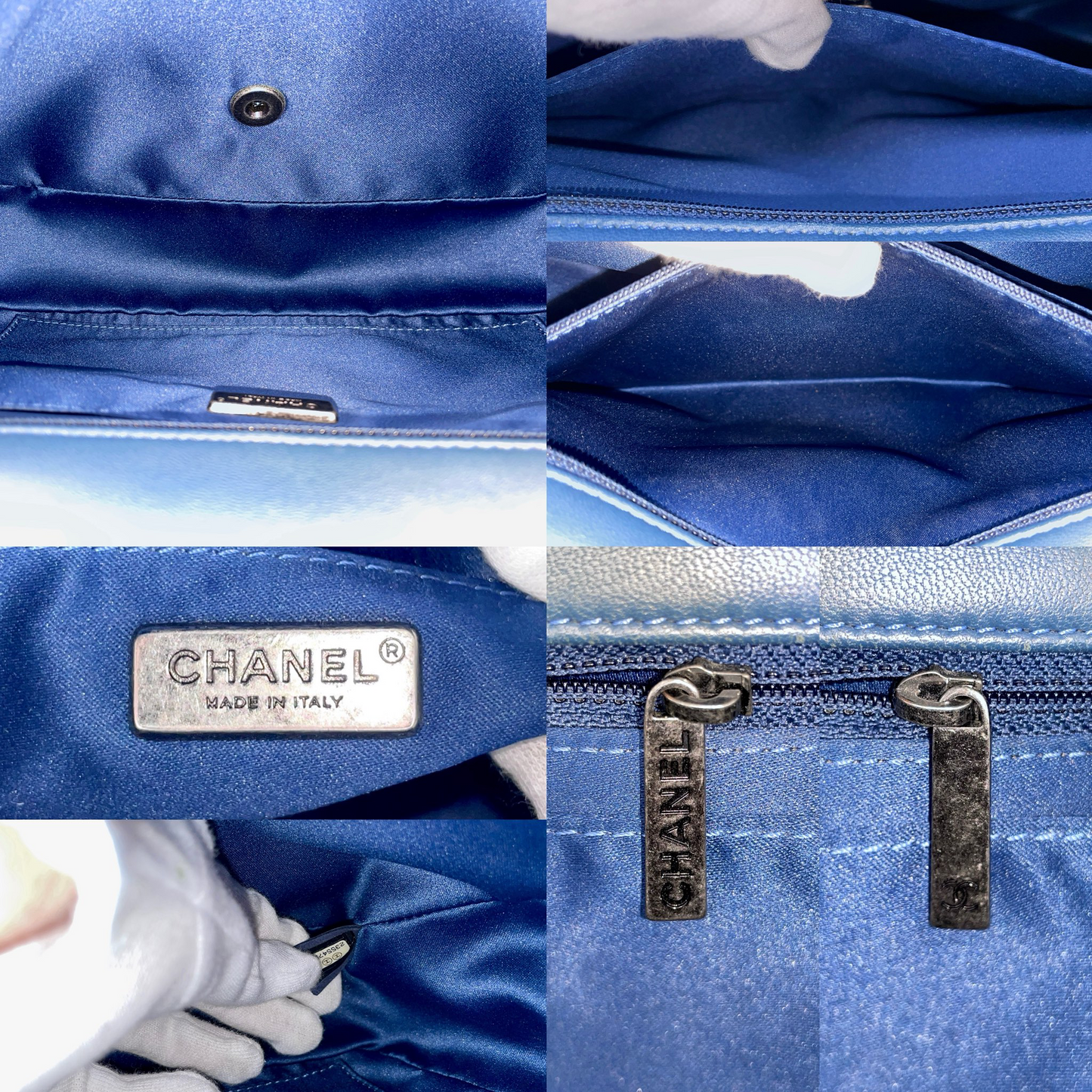 RARE★★★★★CHANEL 2016 Cruise 2016/17 COCOCUBA Sequin Double Chain Single Flap Shoulder Bag Medium Navy & Silver