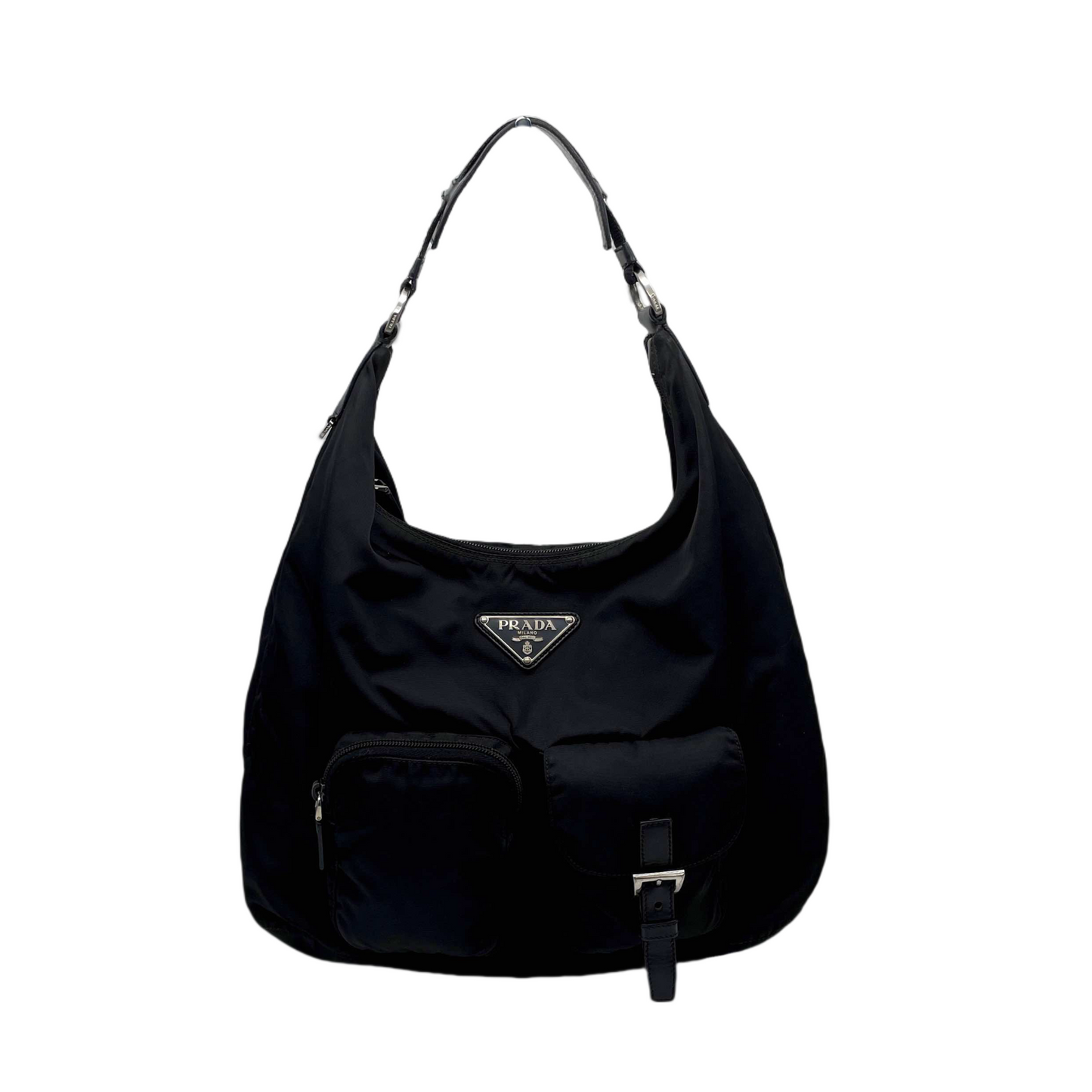 PRADA Jumbo Triangle Logo HOBO Shoulder Bag