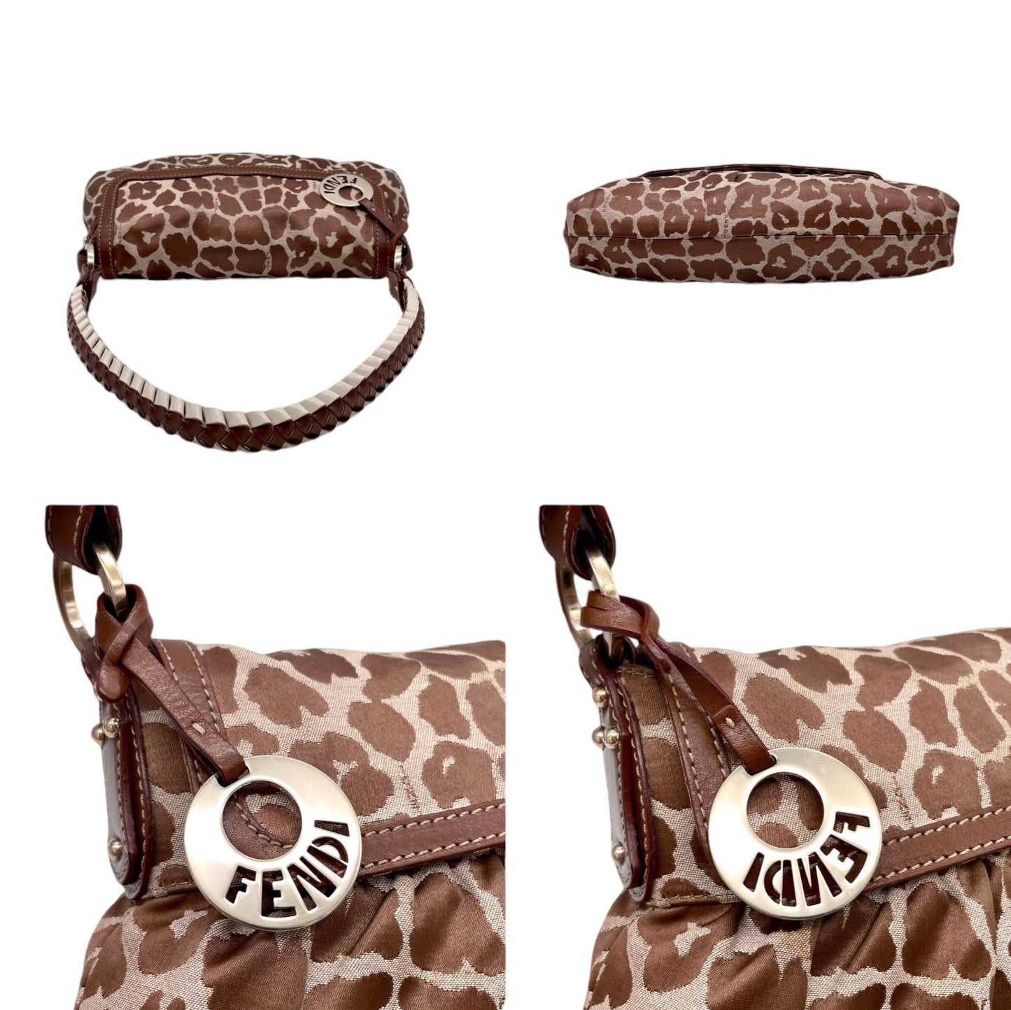 RARE☆☆☆FENDI Leopard Canvas Shef Bag Shoulder Bag Brown