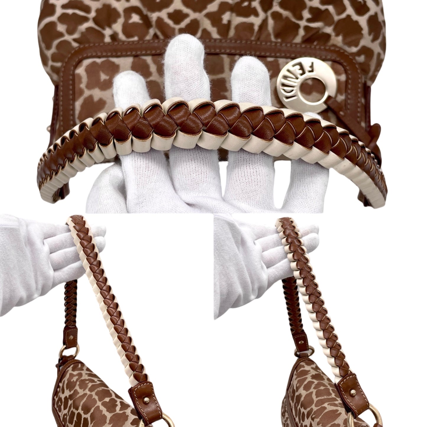 RARE☆☆☆FENDI Leopard Canvas Shef Bag Shoulder Bag Brown