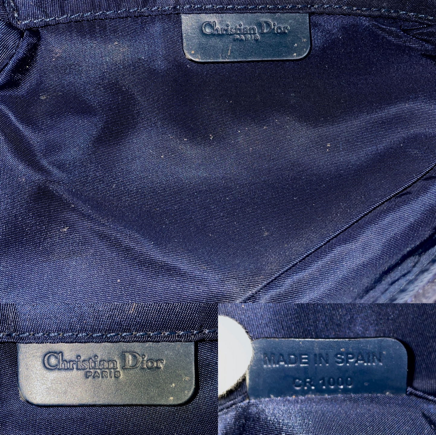 CHRISTIAN DIOR 2000 Trotter Canvas D Logo Pendant Mini Saddle Pouch Navy & Gold
