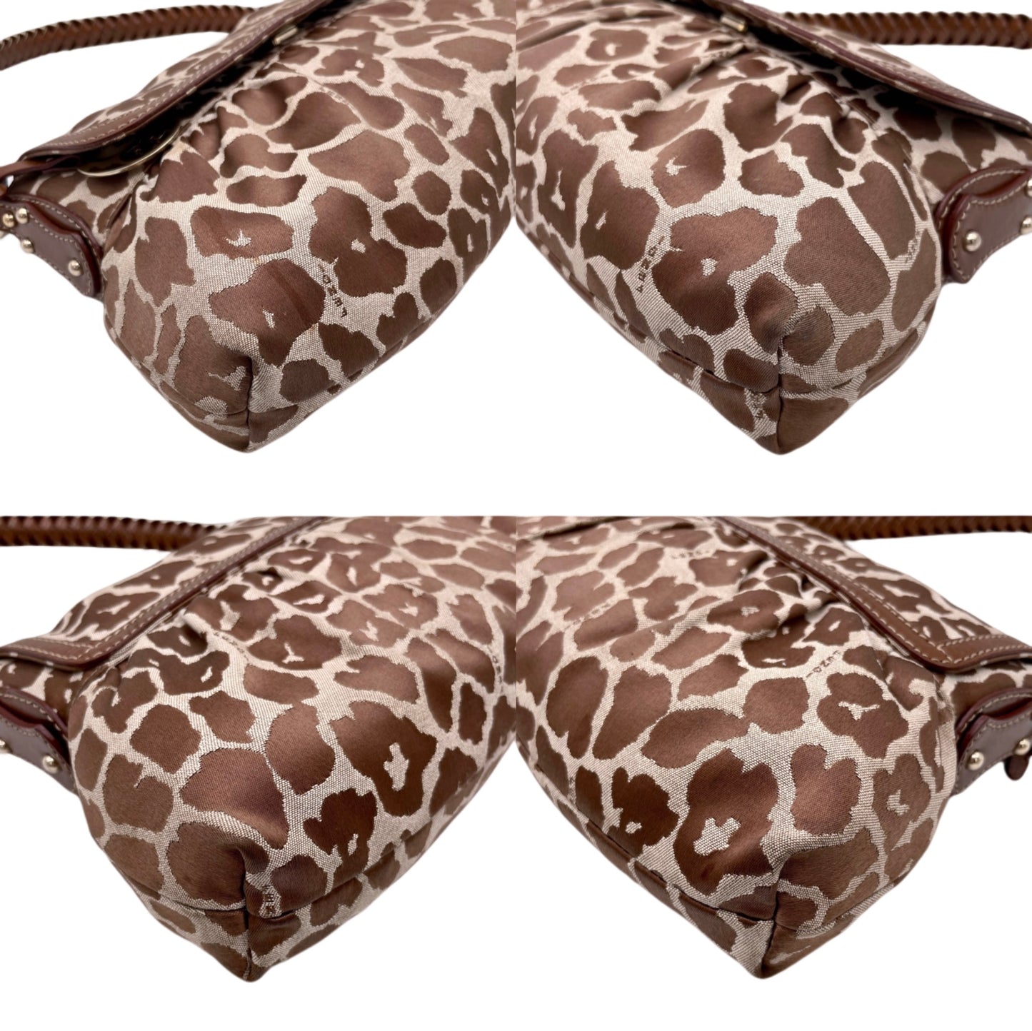 RARE☆☆☆FENDI Leopard Canvas Shef Bag Shoulder Bag Brown