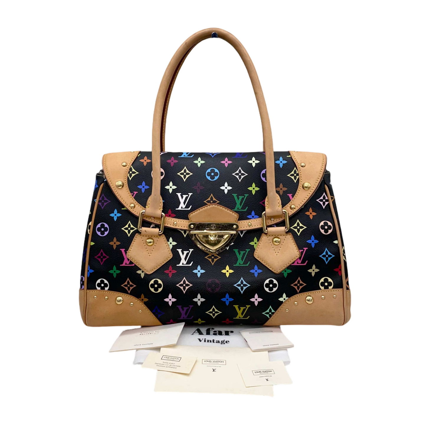 RARE☆☆☆☆☆LOUIS VUITTON Monogram Multicolor Black Beverly GM Noir M40202 Hand Bag