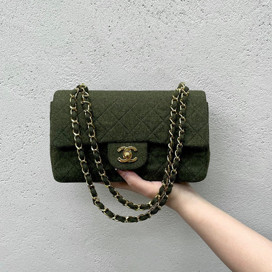 RARE☆☆☆☆CHANEL Matelasse Classic Flap 23 Wool Green GHW