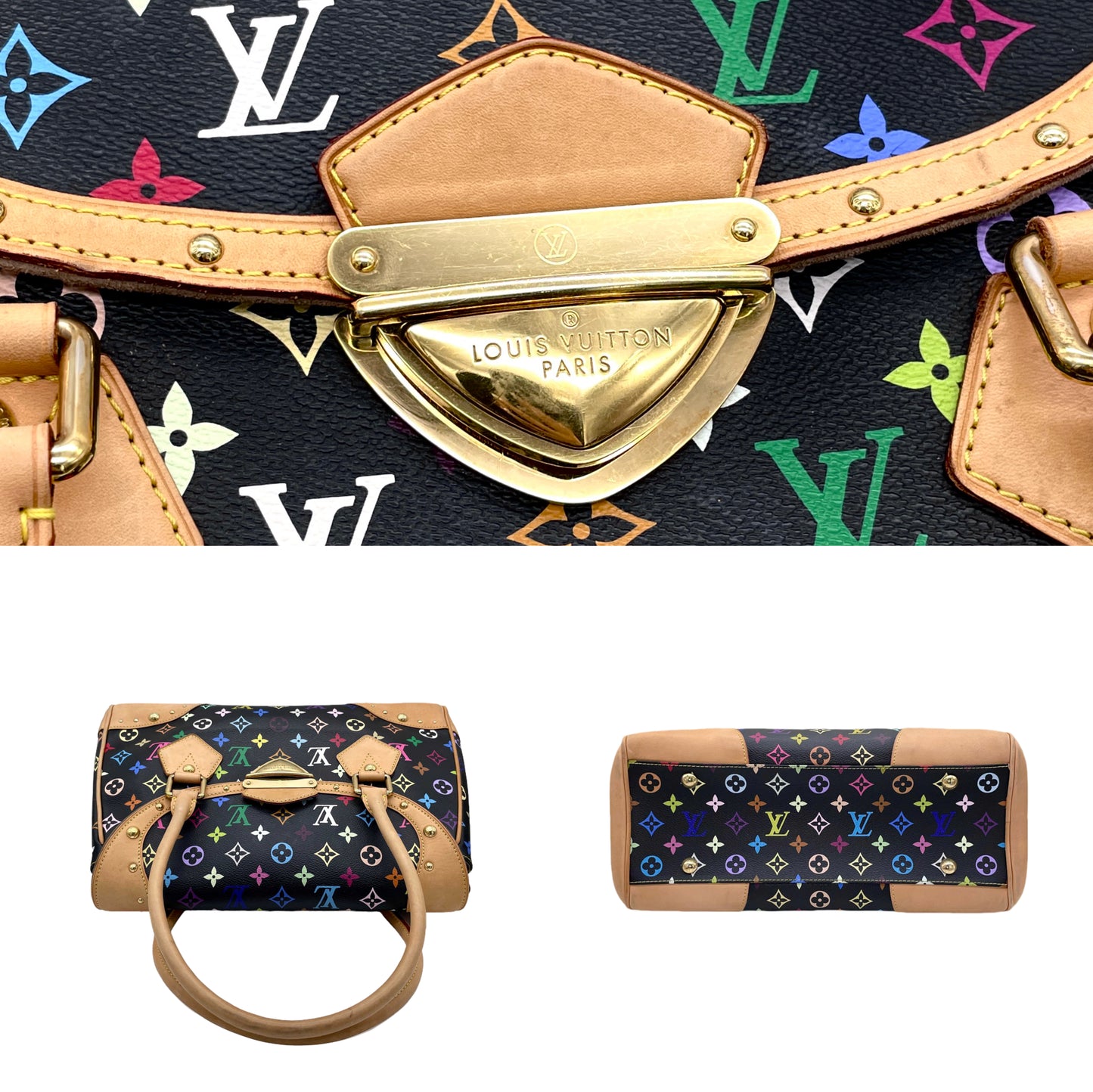 RARE☆☆☆☆☆LOUIS VUITTON Monogram Multicolor Black Beverly GM Noir M40202 Hand Bag