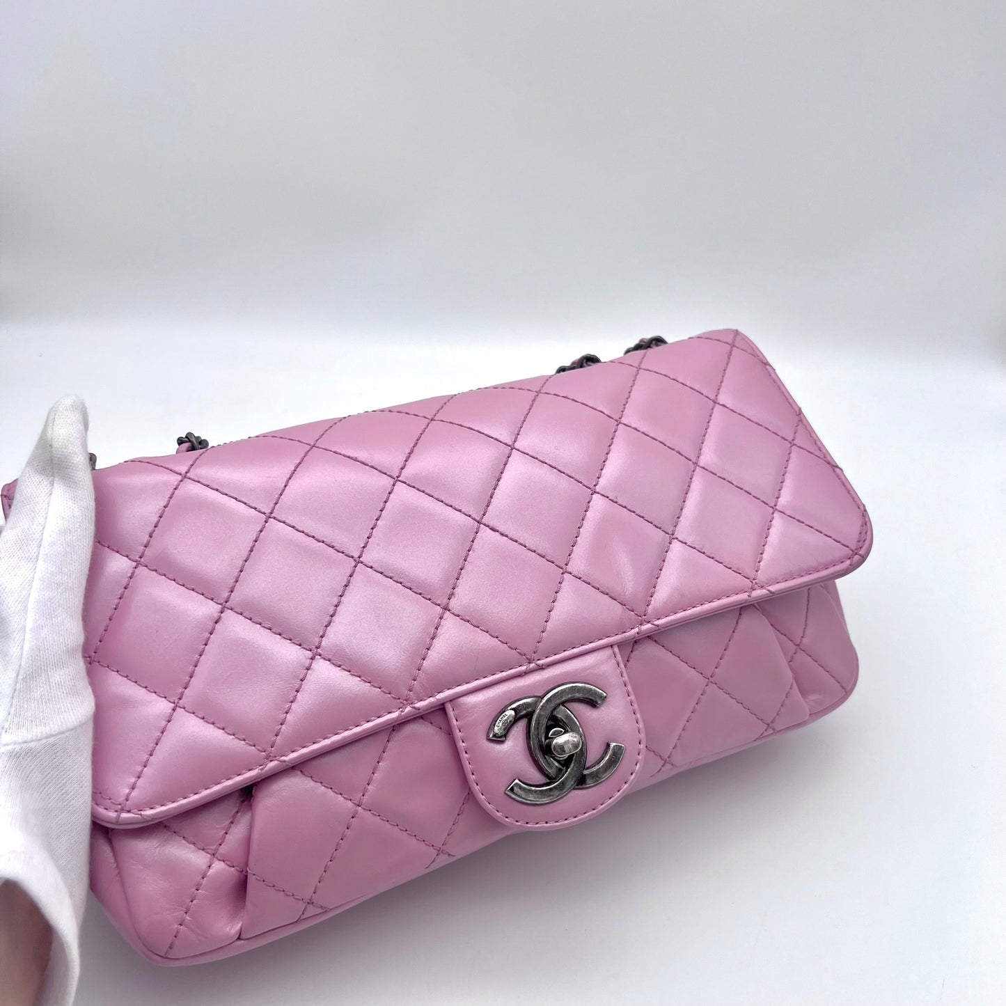 RARE☆☆☆AUTH Pre-owned CHANEL 31 RUE CAMBONﾏﾄﾗｯｾ ﾀｰﾝﾛｯｸ Wﾁｪｰﾝｼｮﾙﾀﾞｰﾊﾞｯｸﾞ