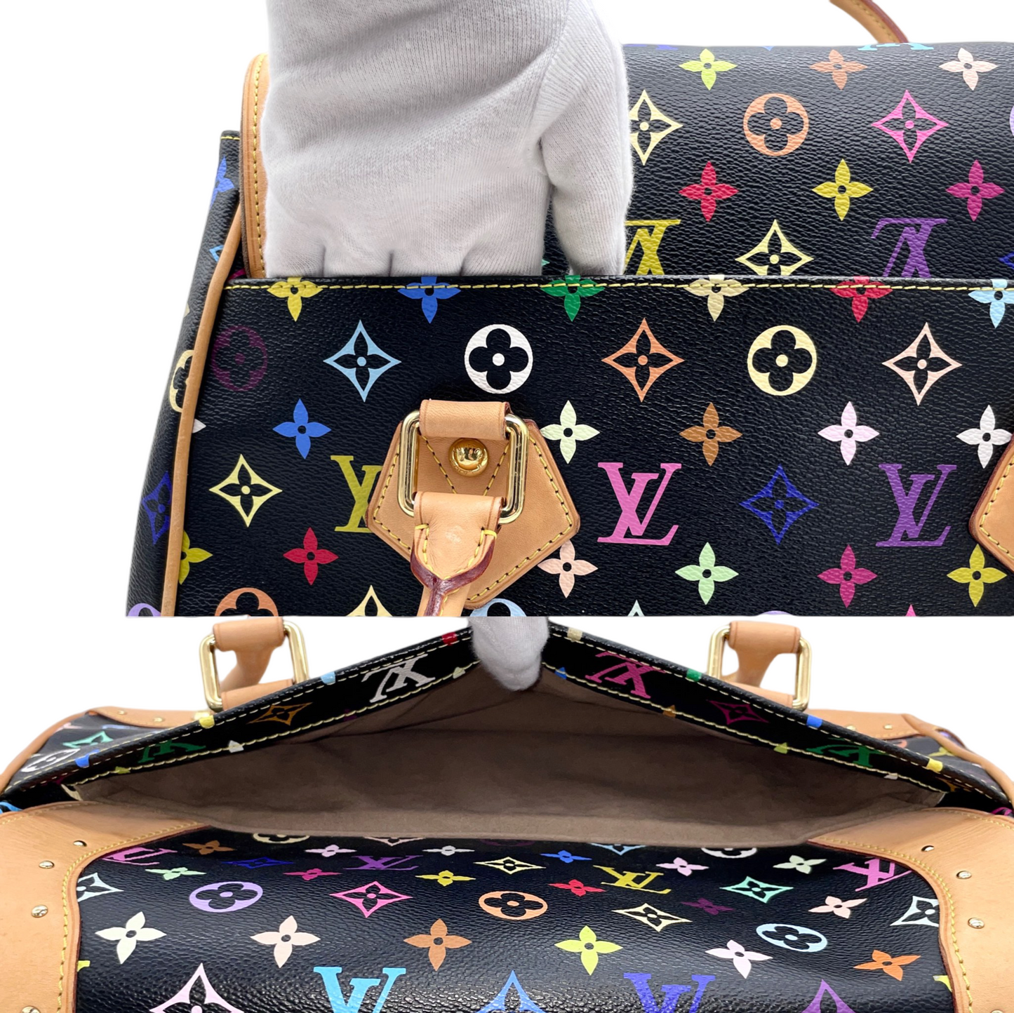 RARE☆☆☆☆☆LOUIS VUITTON Monogram Multicolor Black Beverly GM Noir M40202 Hand Bag