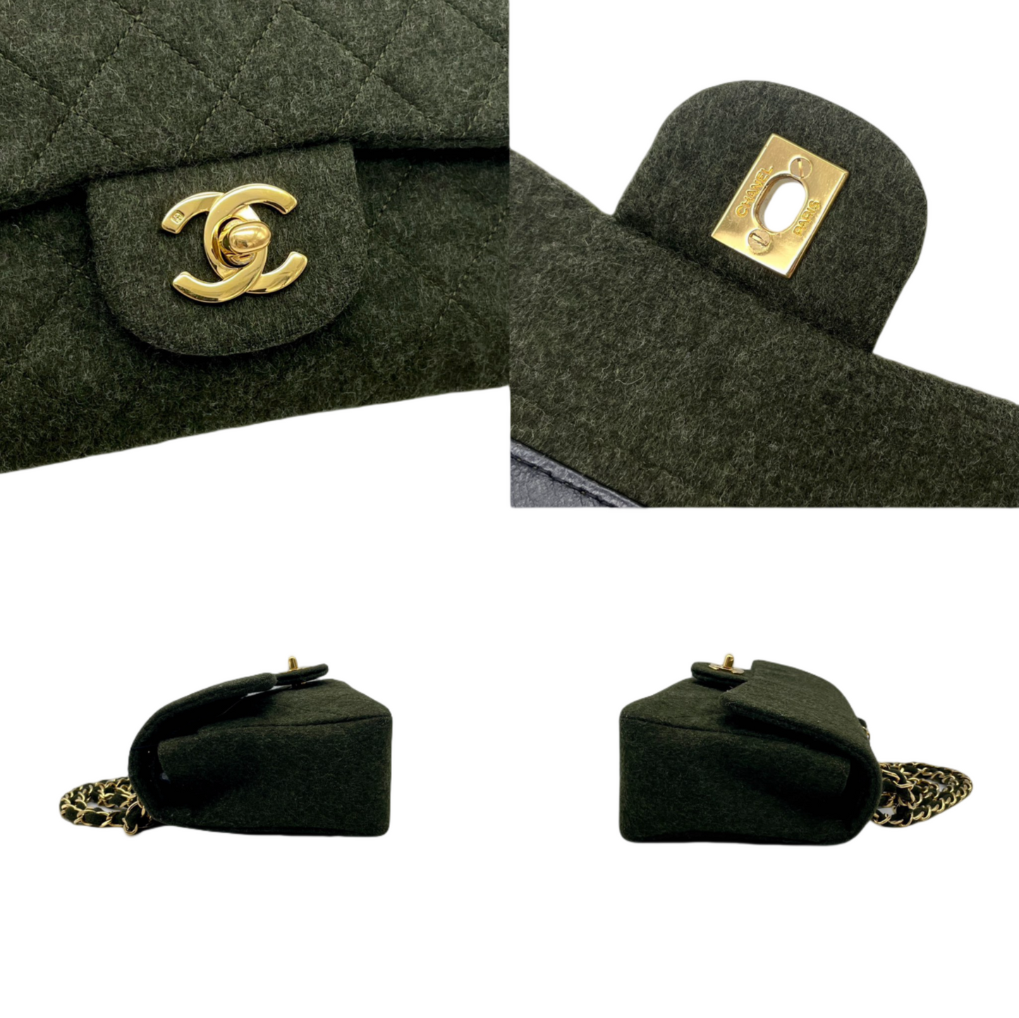 RARE☆☆☆☆CHANEL Matelasse Classic Flap 23 Wool Green GHW