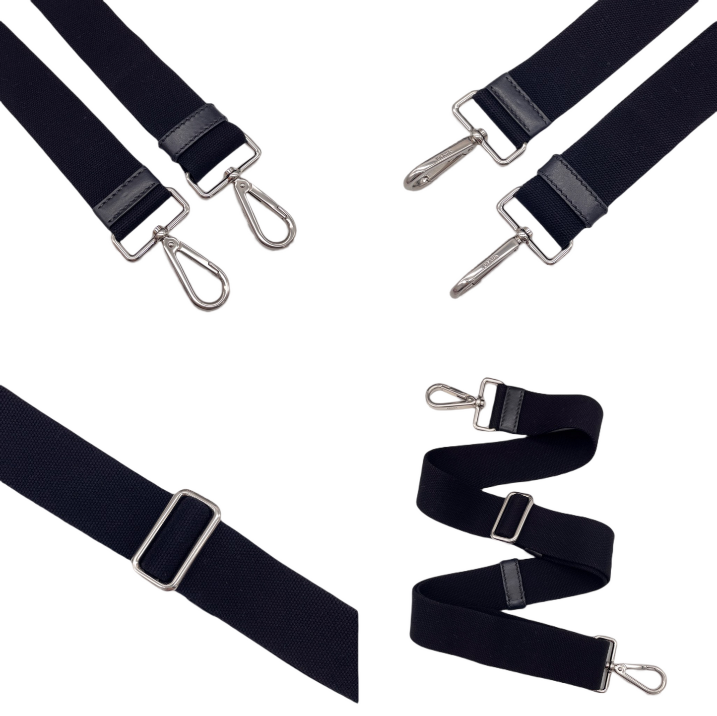 RARE☆☆☆PRADA Triangle Logo Plate Canapa Punching 2-Way Tote Bag Black &amp; Silver