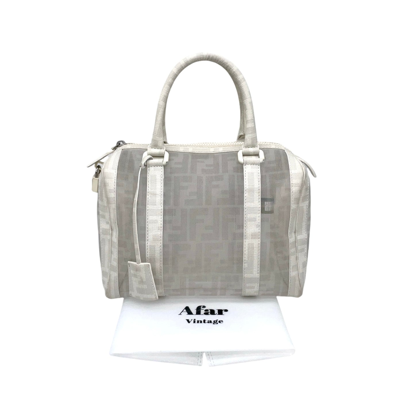 RARE☆☆☆FENDI Zucca Mesh Boston Handbag PM White