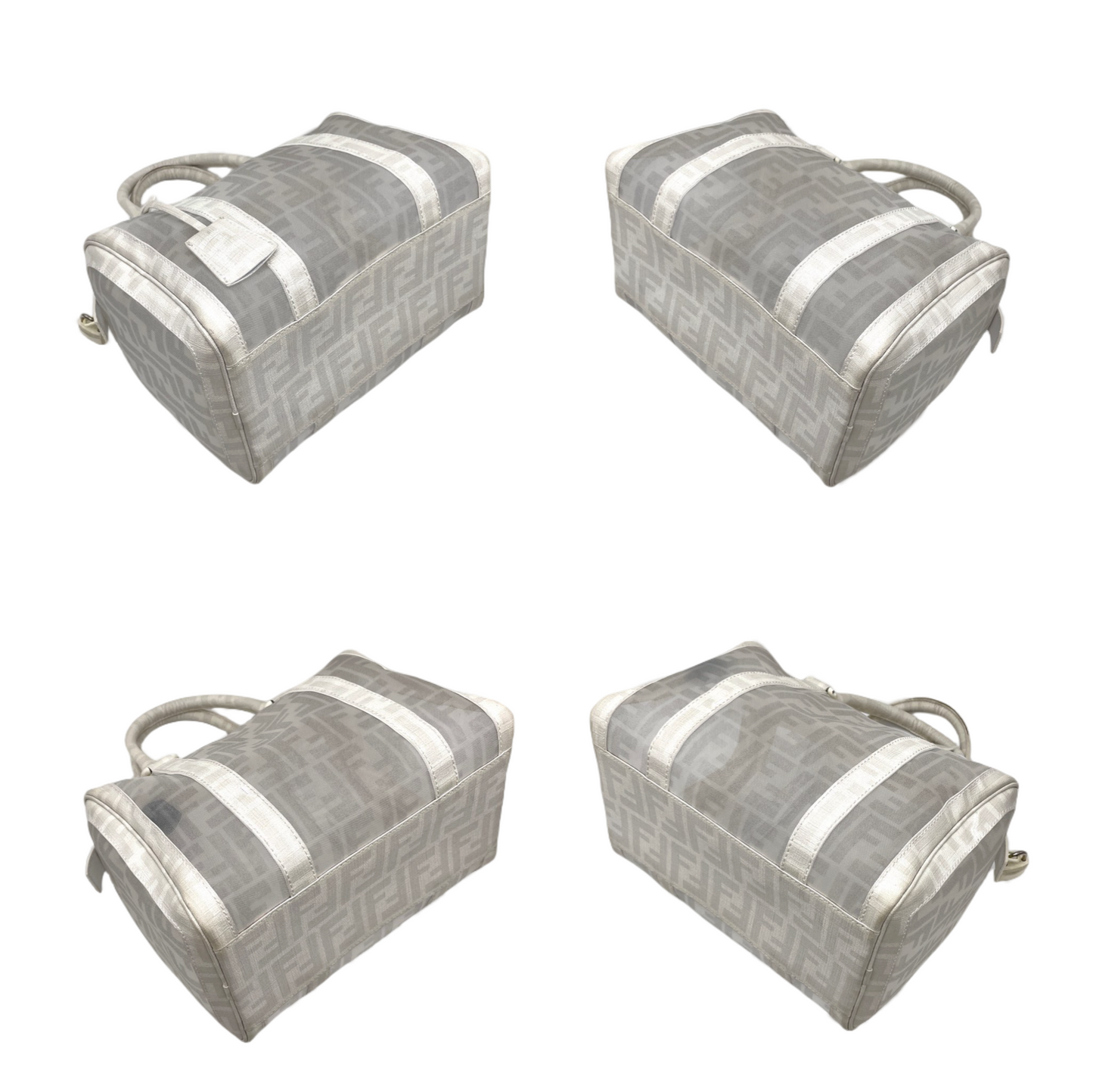 RARE☆☆☆FENDI Zucca Mesh Boston Handbag PM White