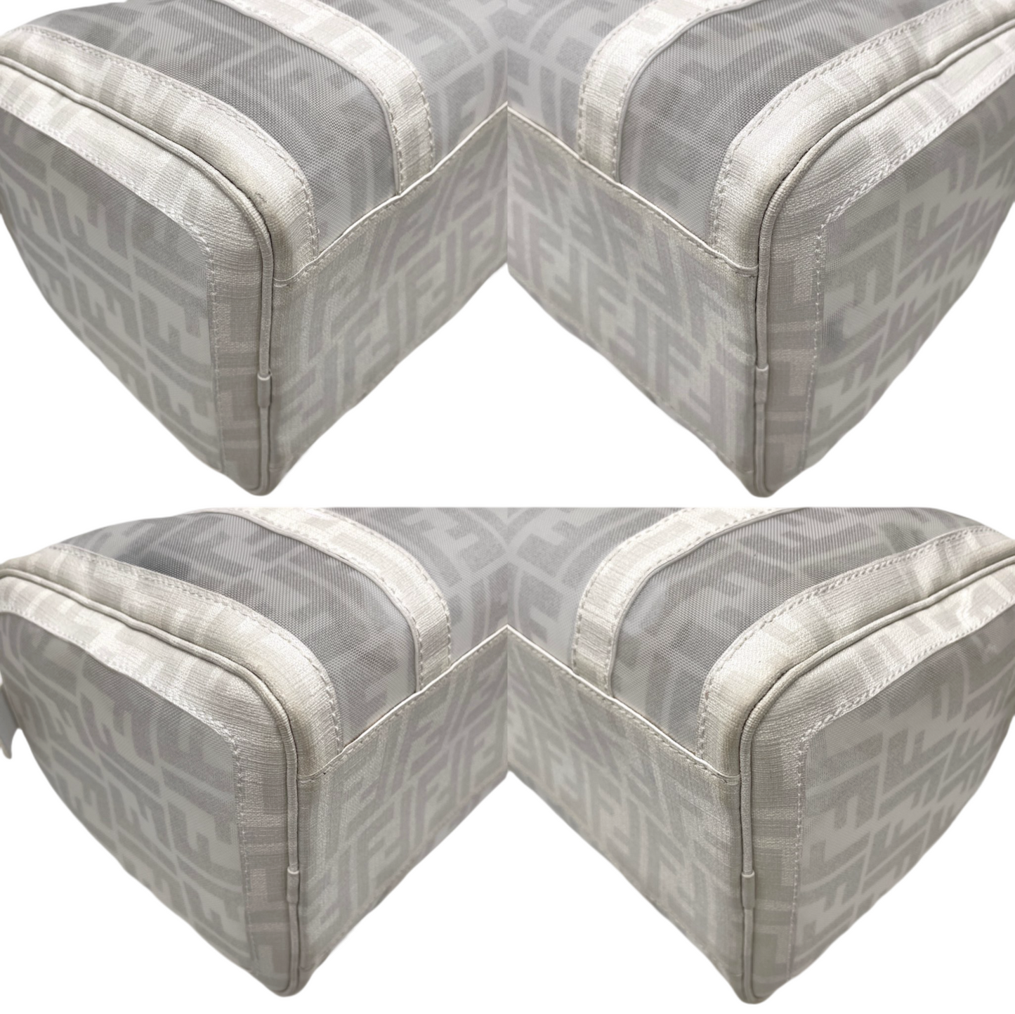 RARE☆☆☆FENDI Zucca Mesh Boston Handbag PM White