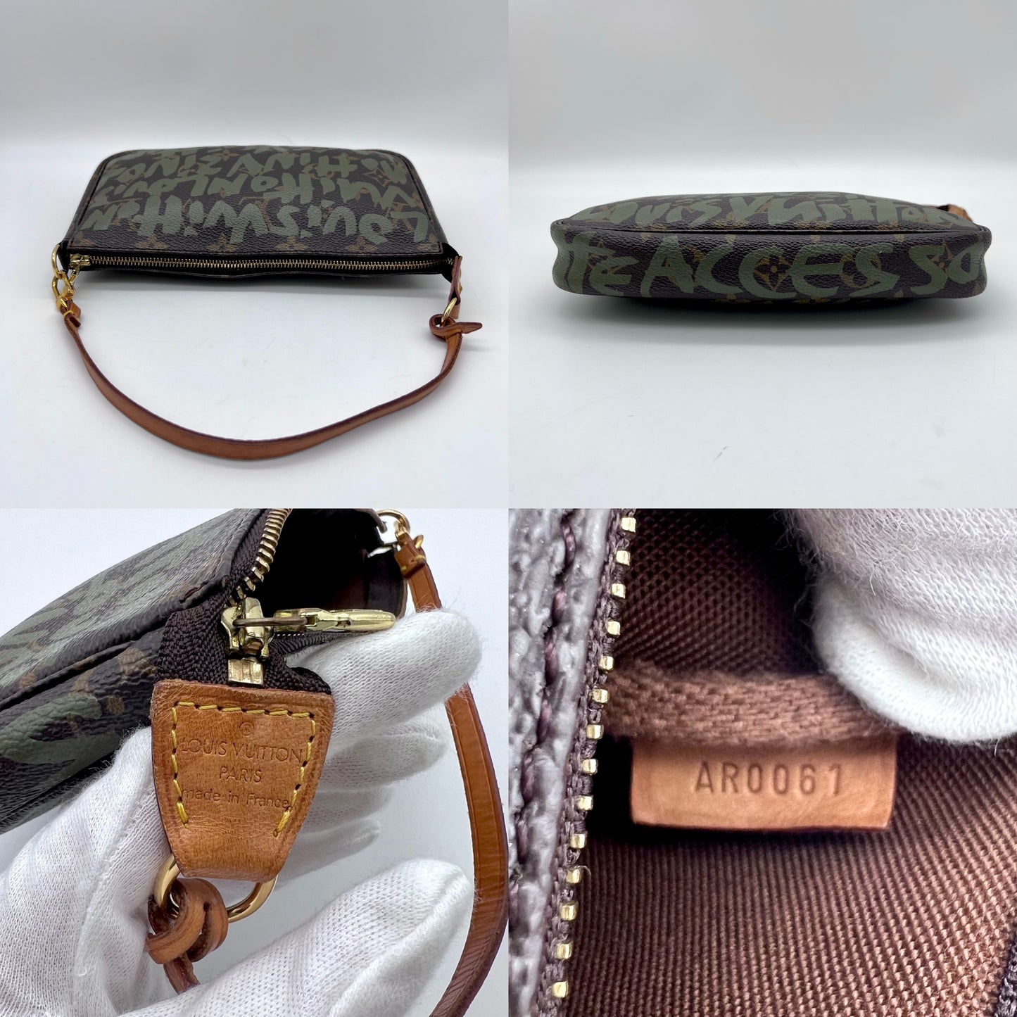 RARE ☆☆☆☆ AUTH Pre-owned LOUIS VUITTON ﾓﾉｸﾞﾗﾑ･ｸﾞﾗﾌｨﾃｨ ﾎﾟｼｪｯﾄ･ｱｸｾｿﾜｰﾙ ｶｰｷ