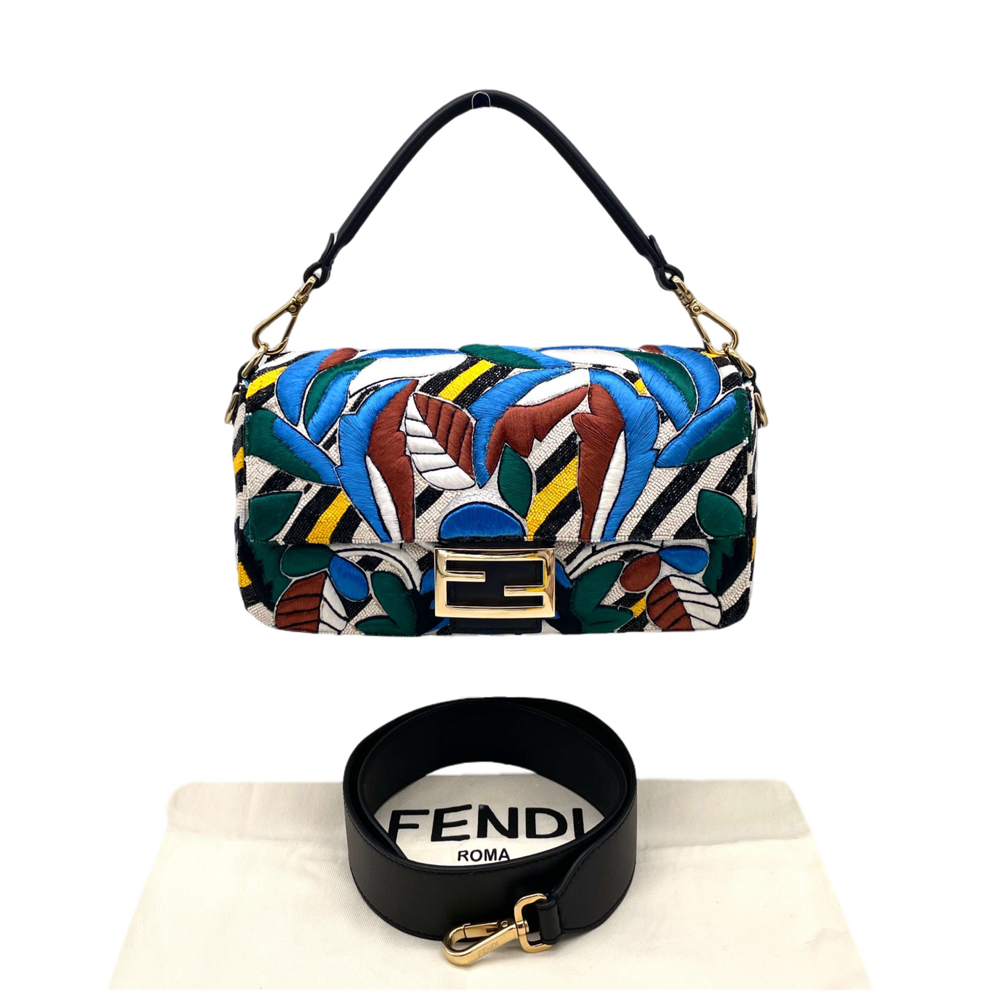 RARE☆☆☆FENDI Embroidered Beads 2Way Mamma Bucket