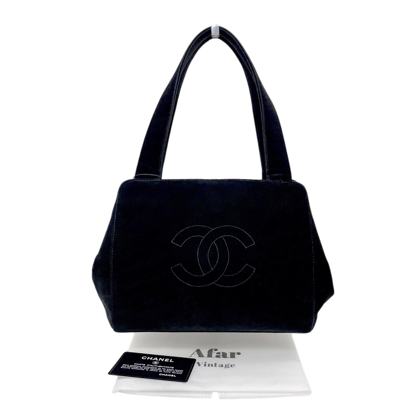 RARE☆☆☆CHANEL Velvet Jumbo Coco Mark Handbag Black