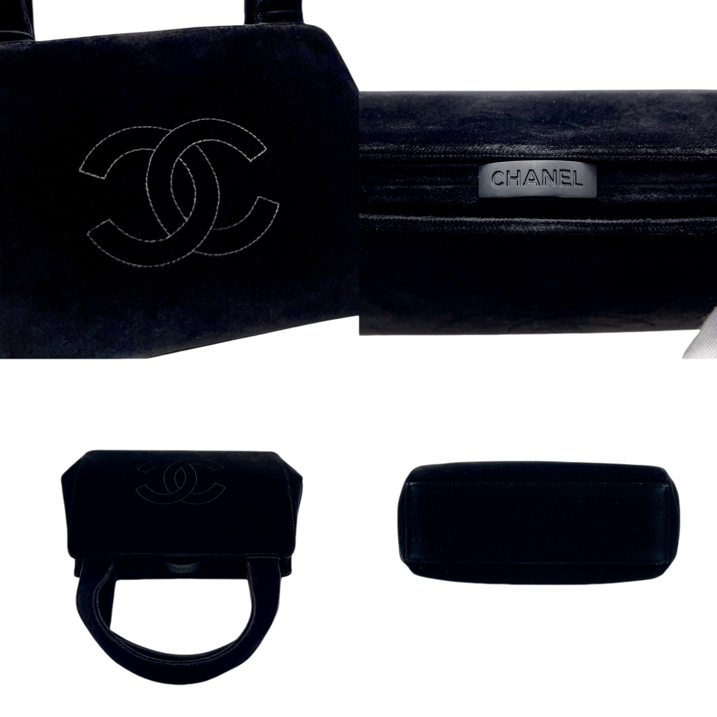 RARE☆☆☆CHANEL Velvet Jumbo Coco Mark Handbag Black