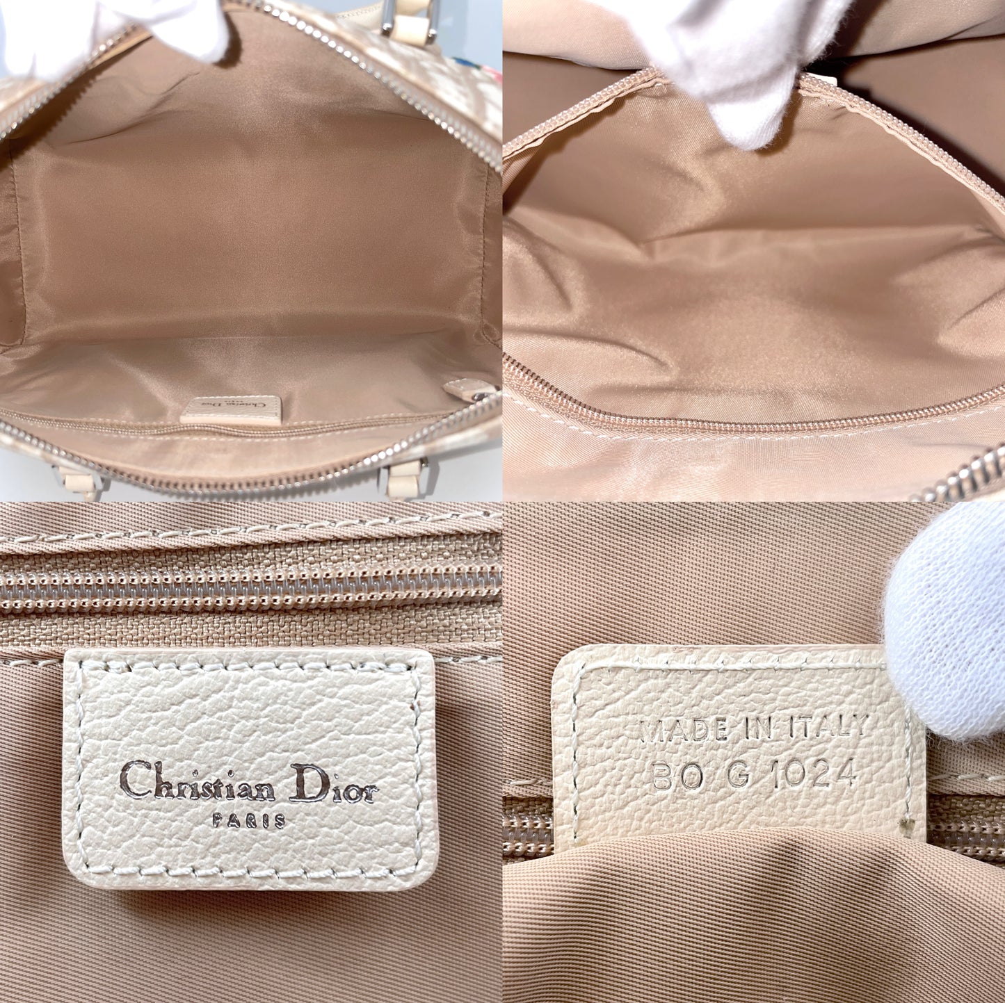 RARE☆☆☆CHRISTIAN DIOR Trotter Flower Embroidery Boston Handbag