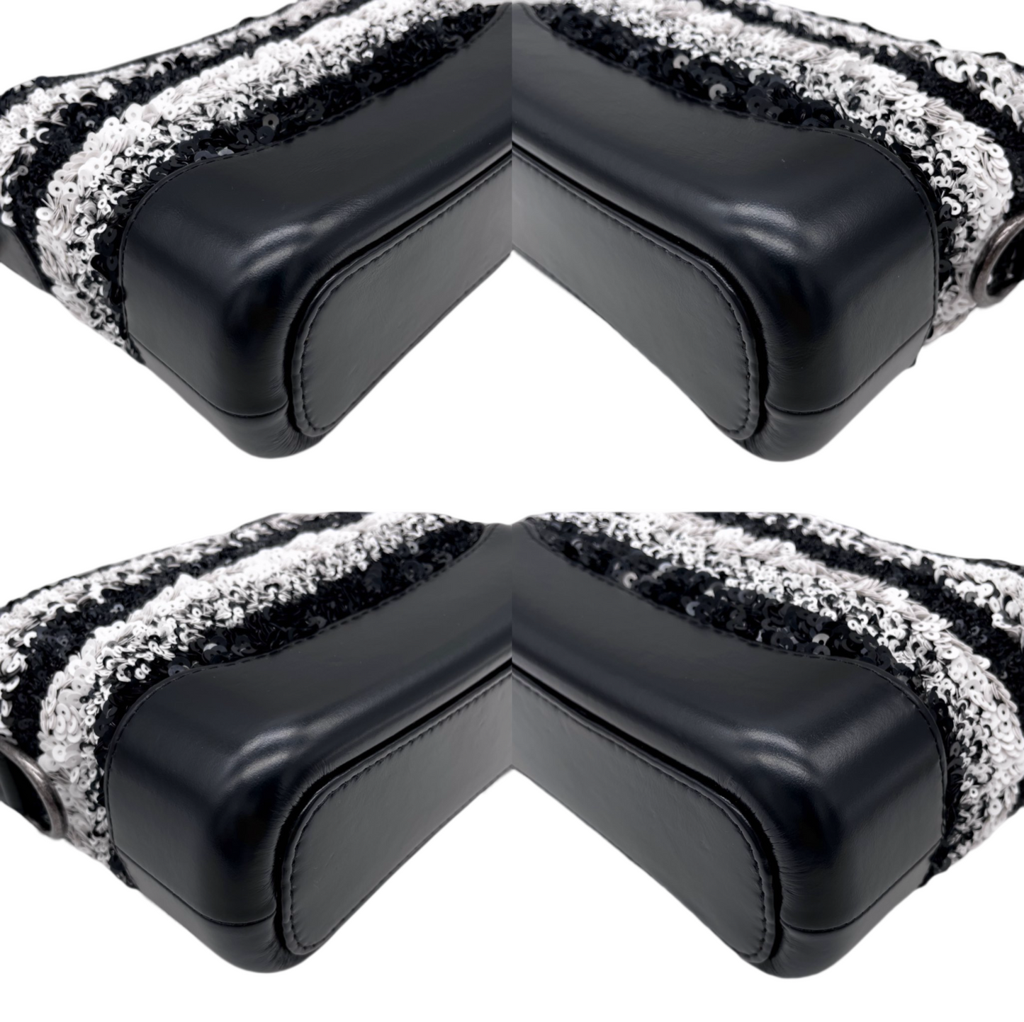 RARE☆☆☆CHANEL Gabrielle de Chanel Line Double Chains Shoulder Bag Black &amp; White