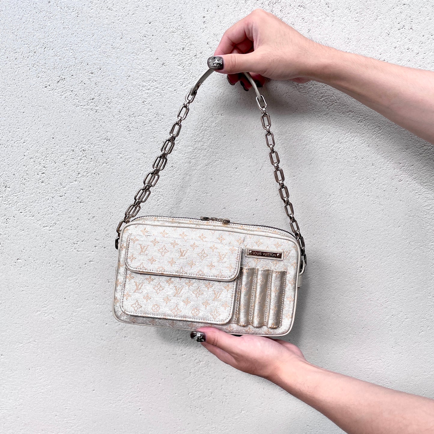 RARE☆☆☆ LOUIS VUITTON Monogram Mini Lin Shine McKenna Silver/2002 FW